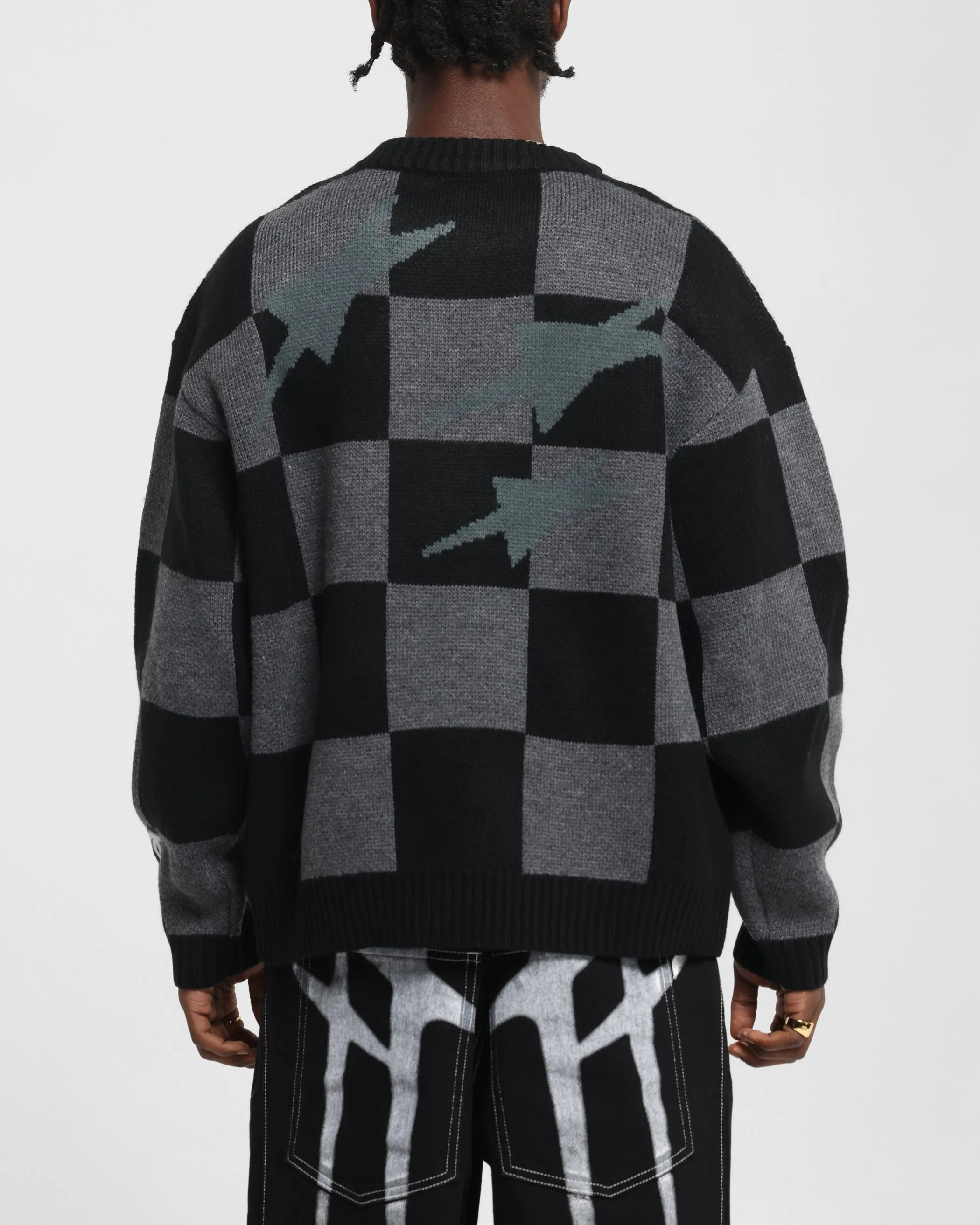 Loiter Checker Knit Sweater Black/Grey sold by Culture Kings product image thumbnail 2