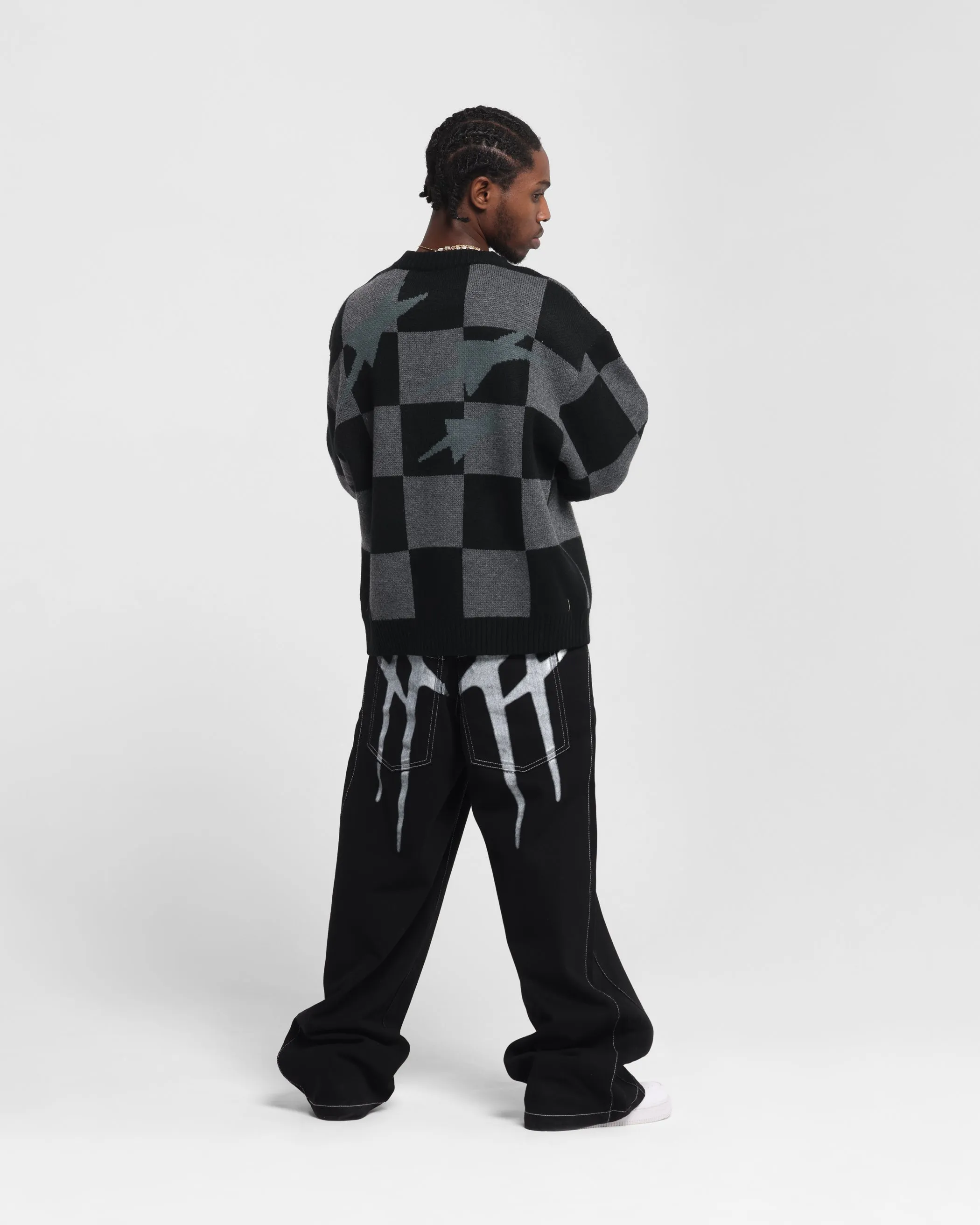 Loiter Checker Knit Sweater Black/Grey sold by Culture Kings product image thumbnail 4