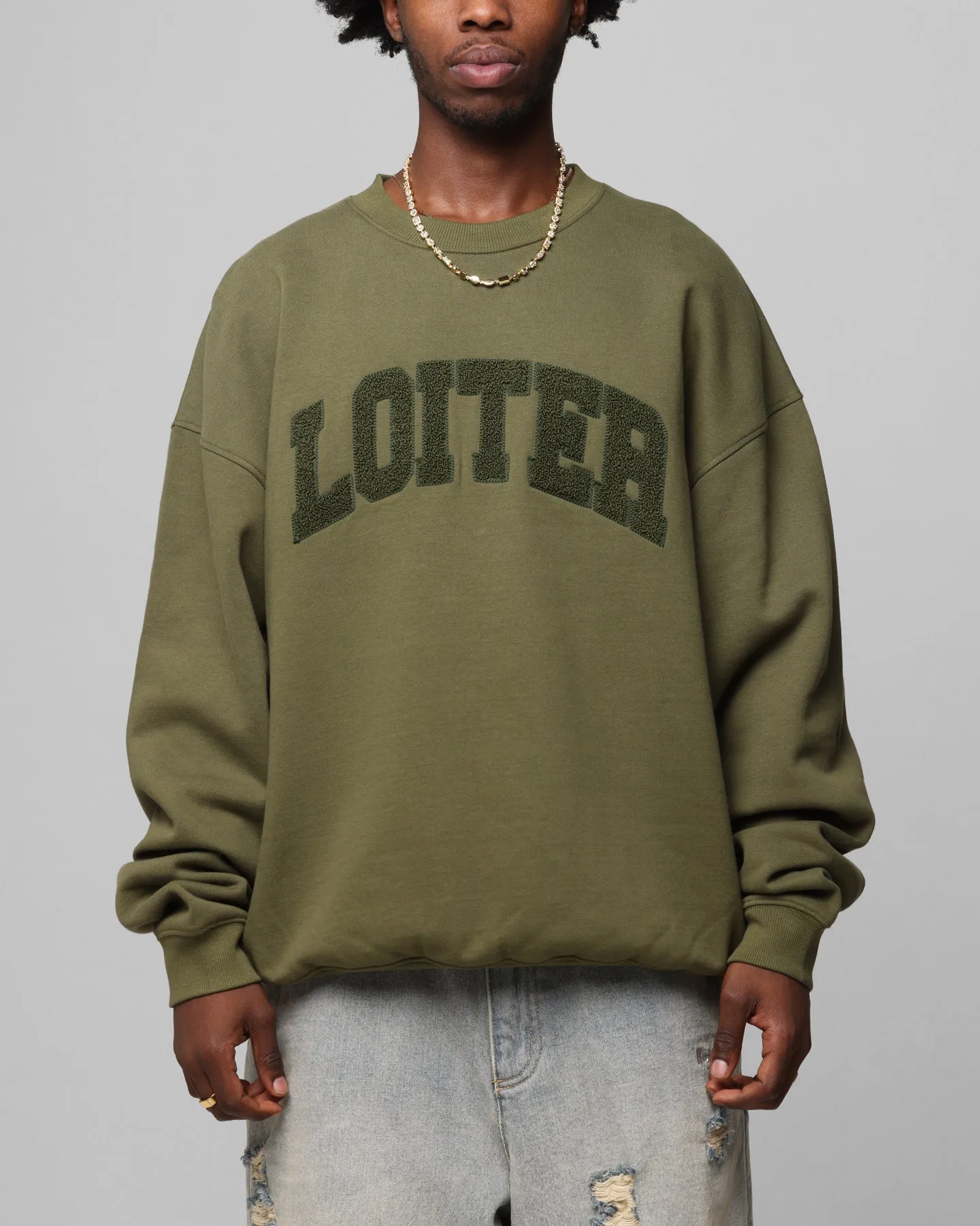 Loiter Arch Premium Crewneck Khaki sold by Culture Kings