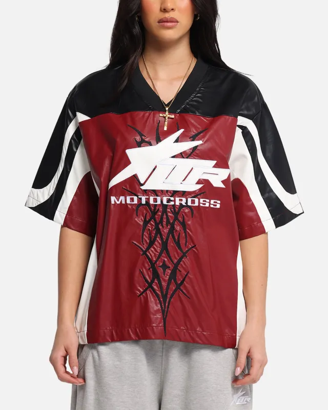 Loiter Vegan Leather Football Top Red/Black sold by Culture Kings