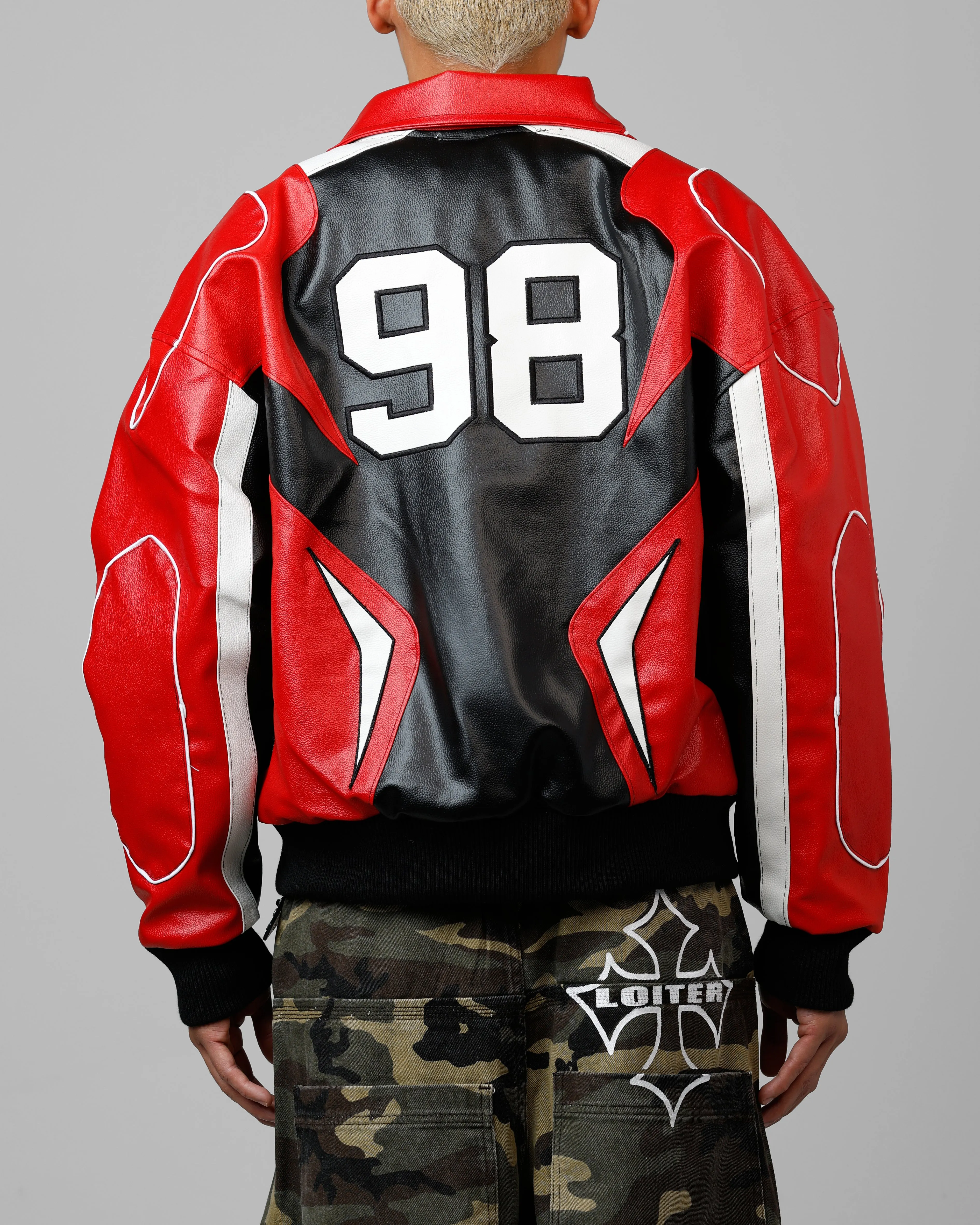 Loiter Racer Vegan Leather Jacket Red/Black sold by Culture Kings product image thumbnail 2