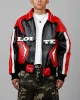 Loiter Racer Vegan Leather Jacket Red/Black sold by Culture Kings