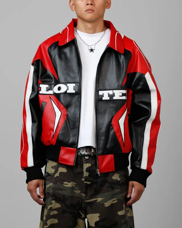 Loiter Racer Vegan Leather Jacket Red/Black sold by Culture Kings