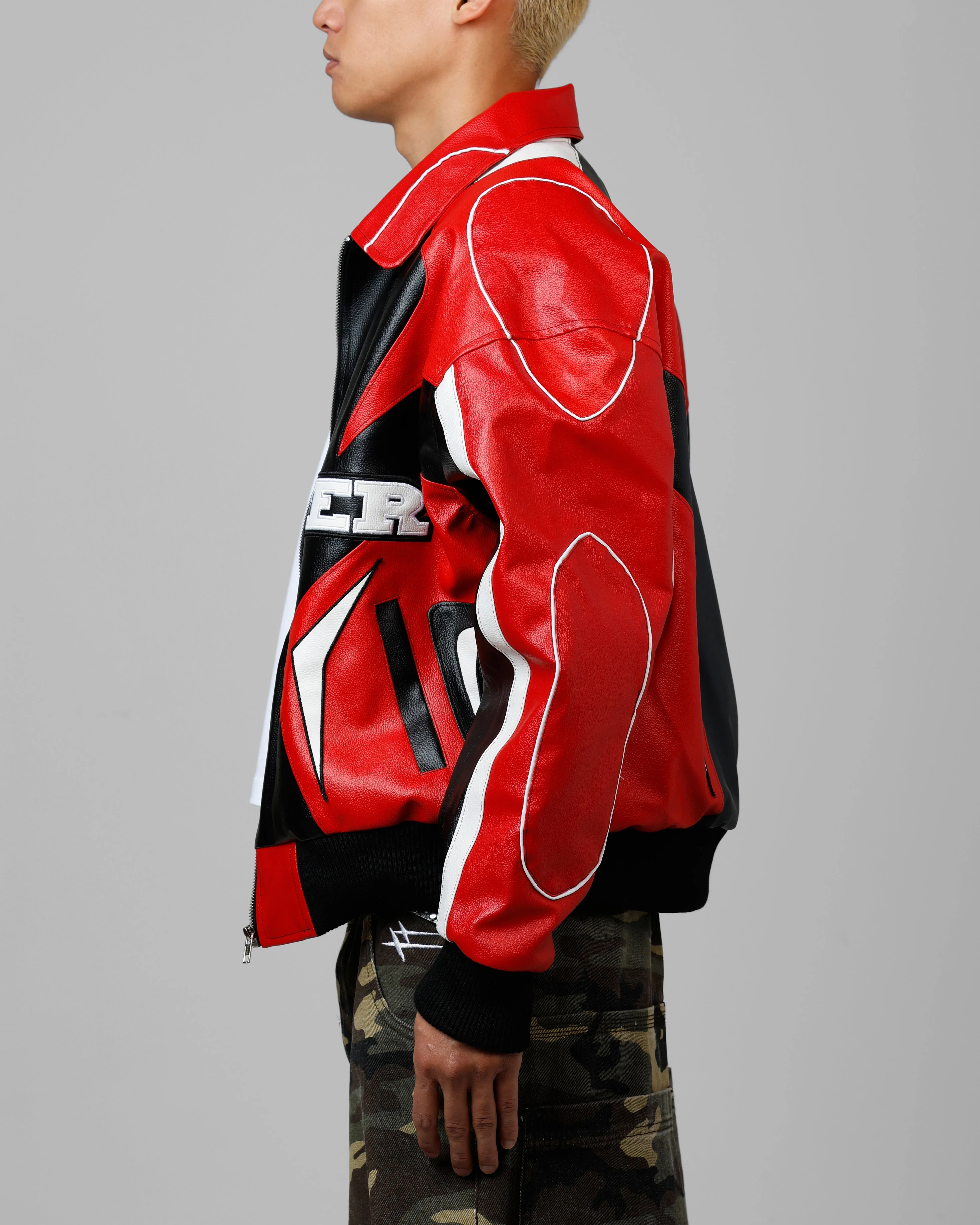 Loiter Racer Vegan Leather Jacket Red/Black sold by Culture Kings product image thumbnail 5