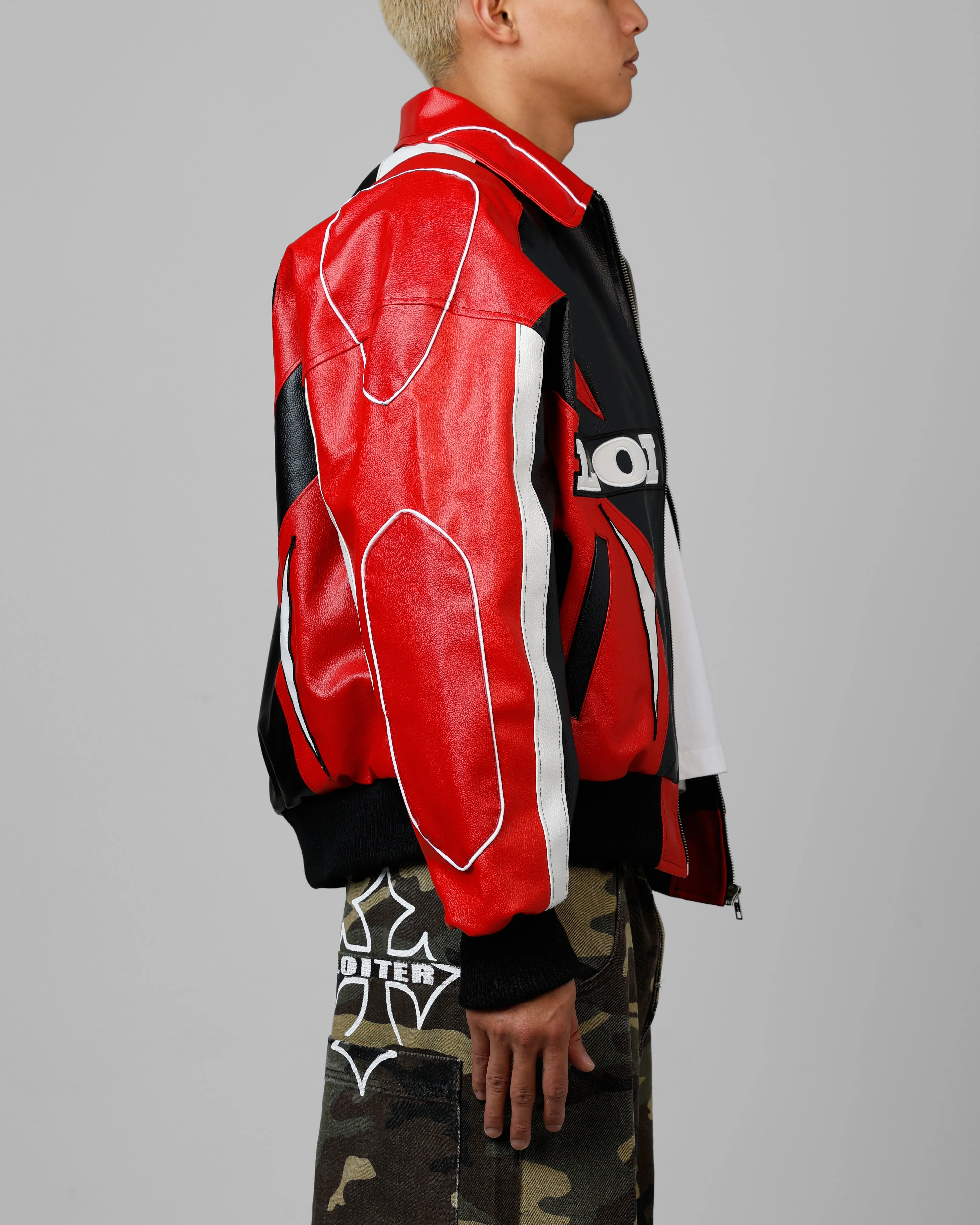 Loiter Racer Vegan Leather Jacket Red/Black sold by Culture Kings product image thumbnail 4