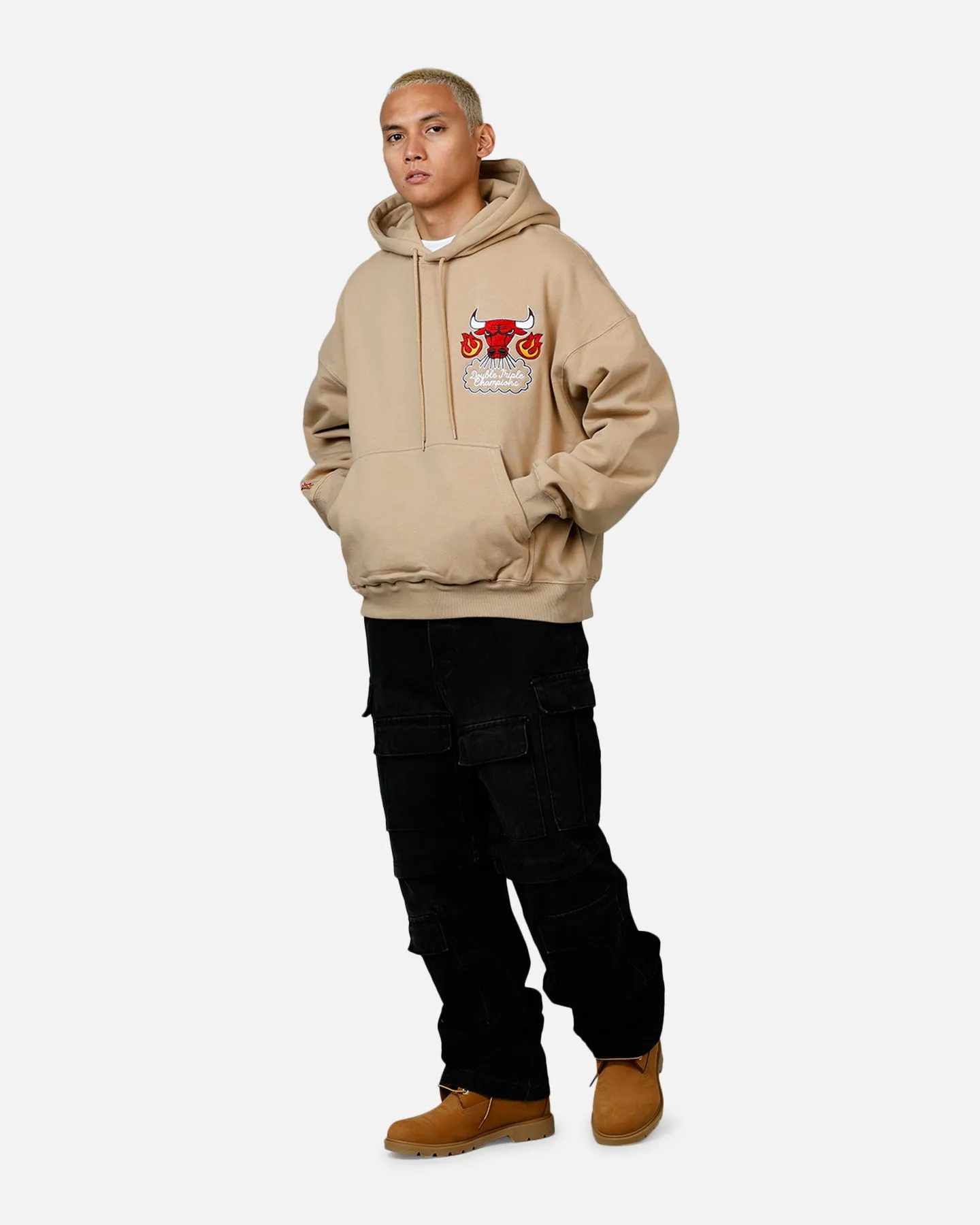 Mitchell & Ness Chicago Bulls Fireball Hoodie Tan sold by Culture Kings product image thumbnail 3