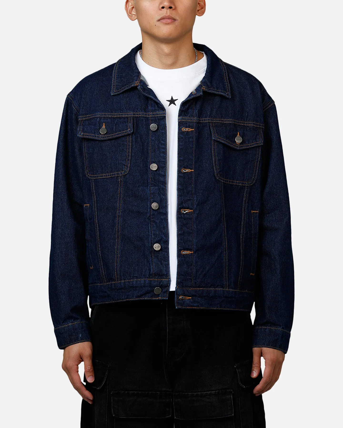 Saint Morta Boxy Denim Jacket Indigo/Tan sold by Culture Kings