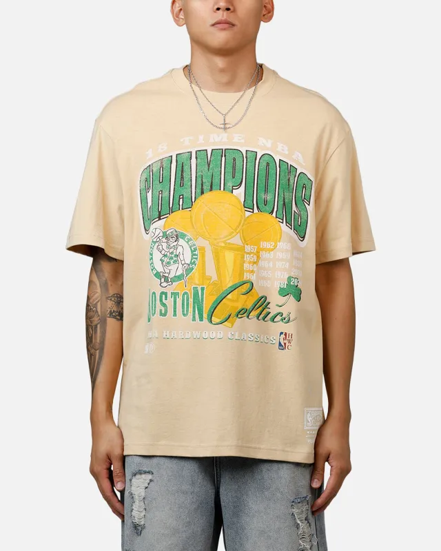 Mitchell & Ness Boston Celtics 18-Time T-Shirt Tan sold by Culture Kings