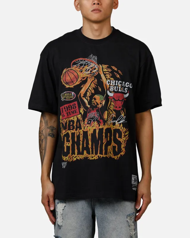 Mitchell & Ness Chicago Bulls On Fire T-Shirt Faded Black sold by Culture Kings