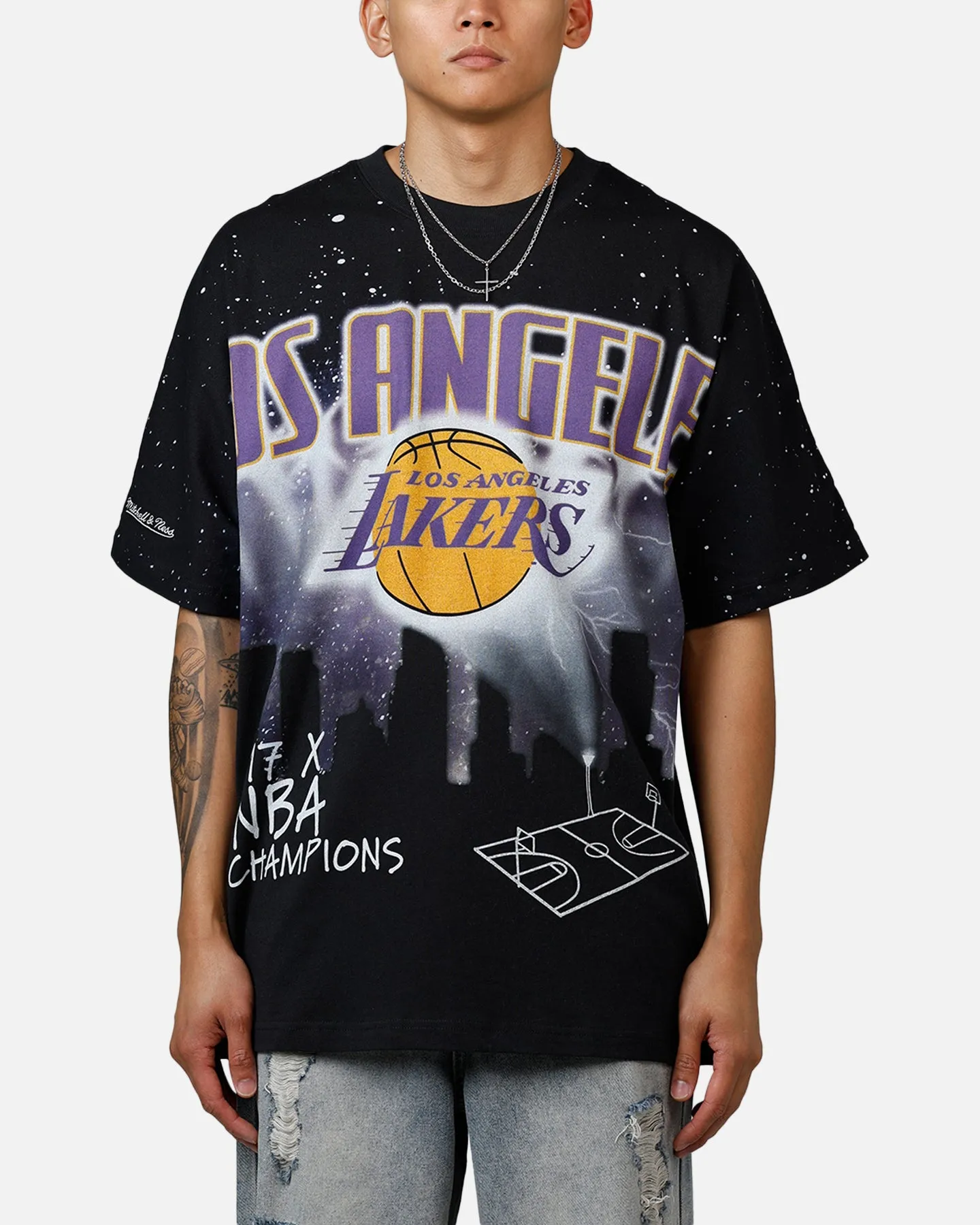 Mitchell & Ness Los Angeles Lakers Skyline T-Shirt Faded Black sold by Culture Kings
