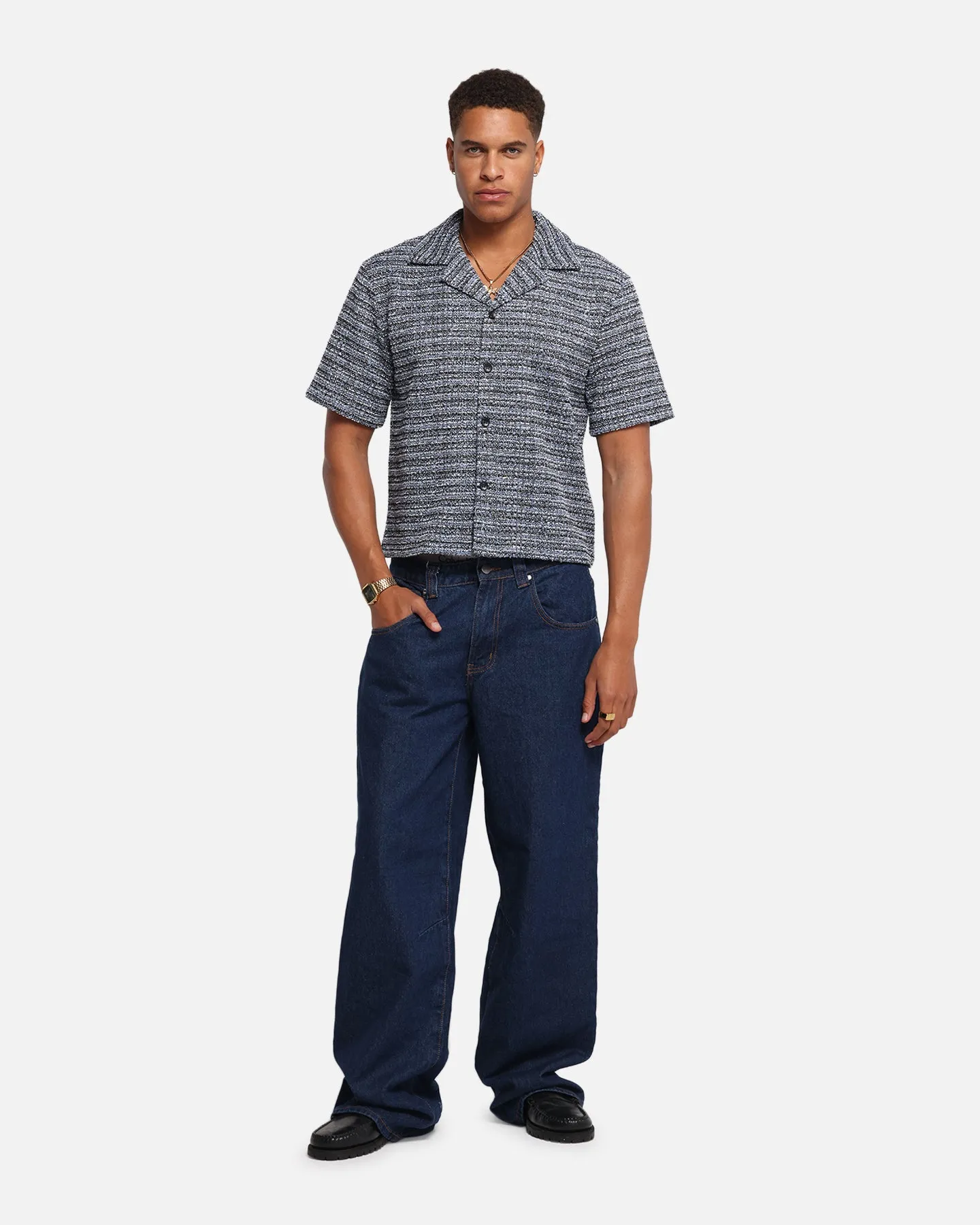 XXIII Boucle Tweed Crop Button Up Shirt Black/White/Blue sold by Culture Kings product image thumbnail 2