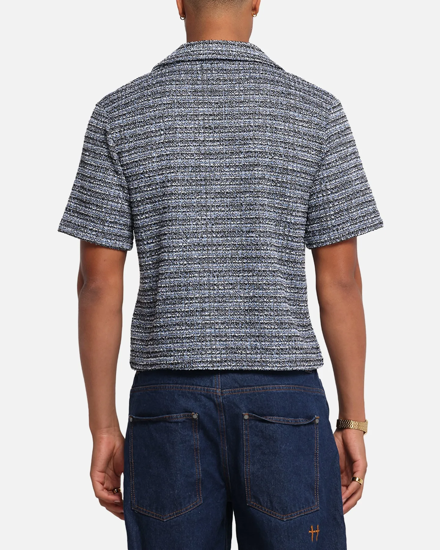 XXIII Boucle Tweed Crop Button Up Shirt Black/White/Blue sold by Culture Kings product image thumbnail 3