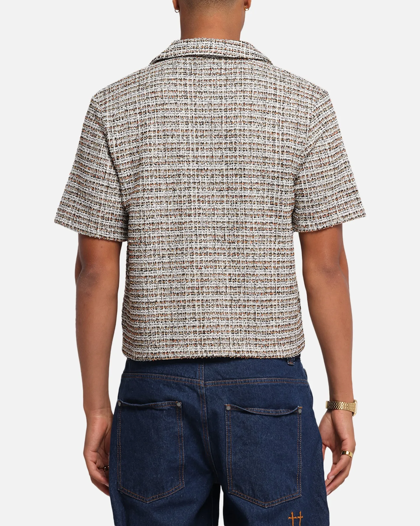 XXIII Boucle Tweed Crop Button Up Shirt Cream/Brown sold by Culture Kings product image thumbnail 3