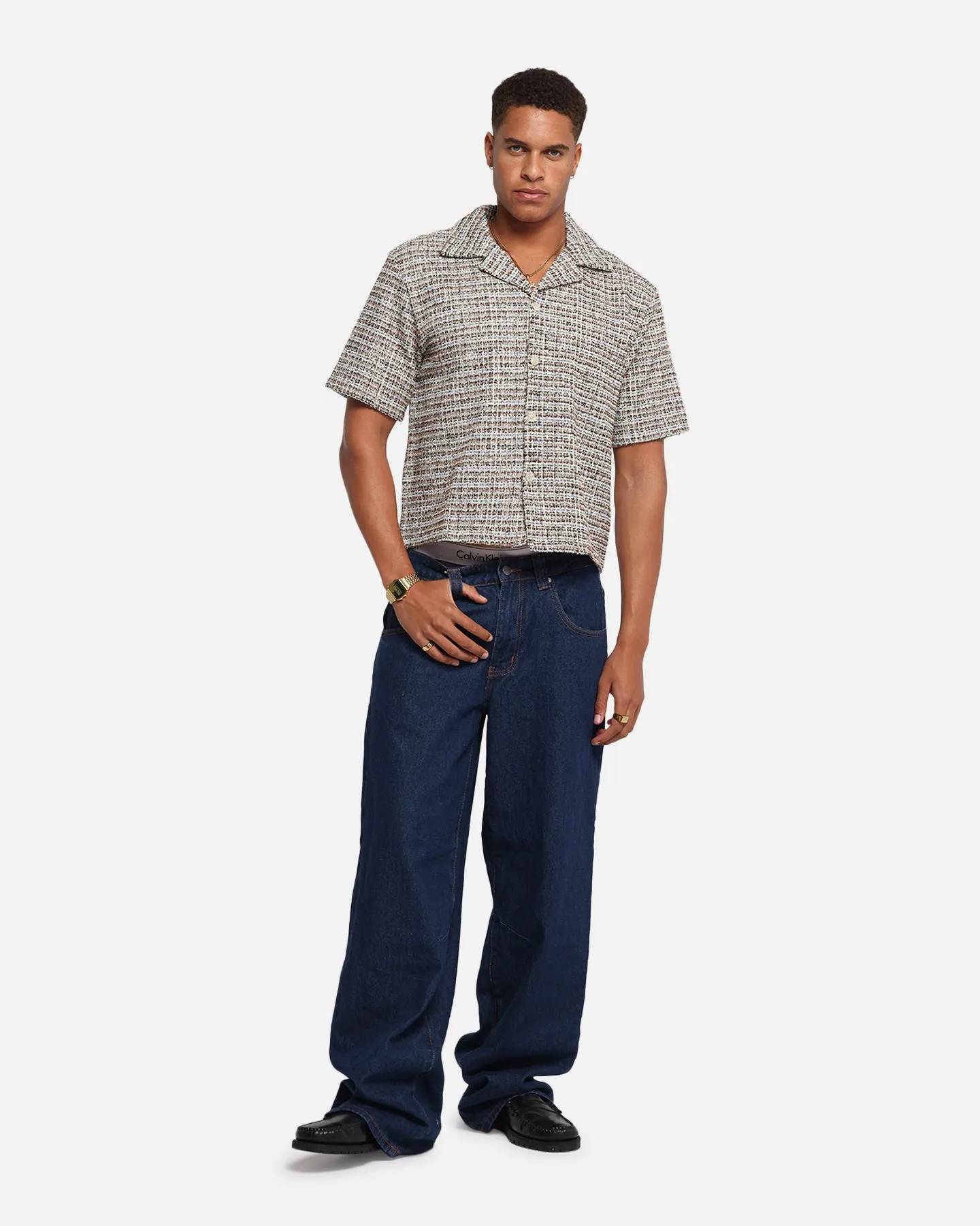 XXIII Boucle Tweed Crop Button Up Shirt Cream/Brown sold by Culture Kings product image thumbnail 2