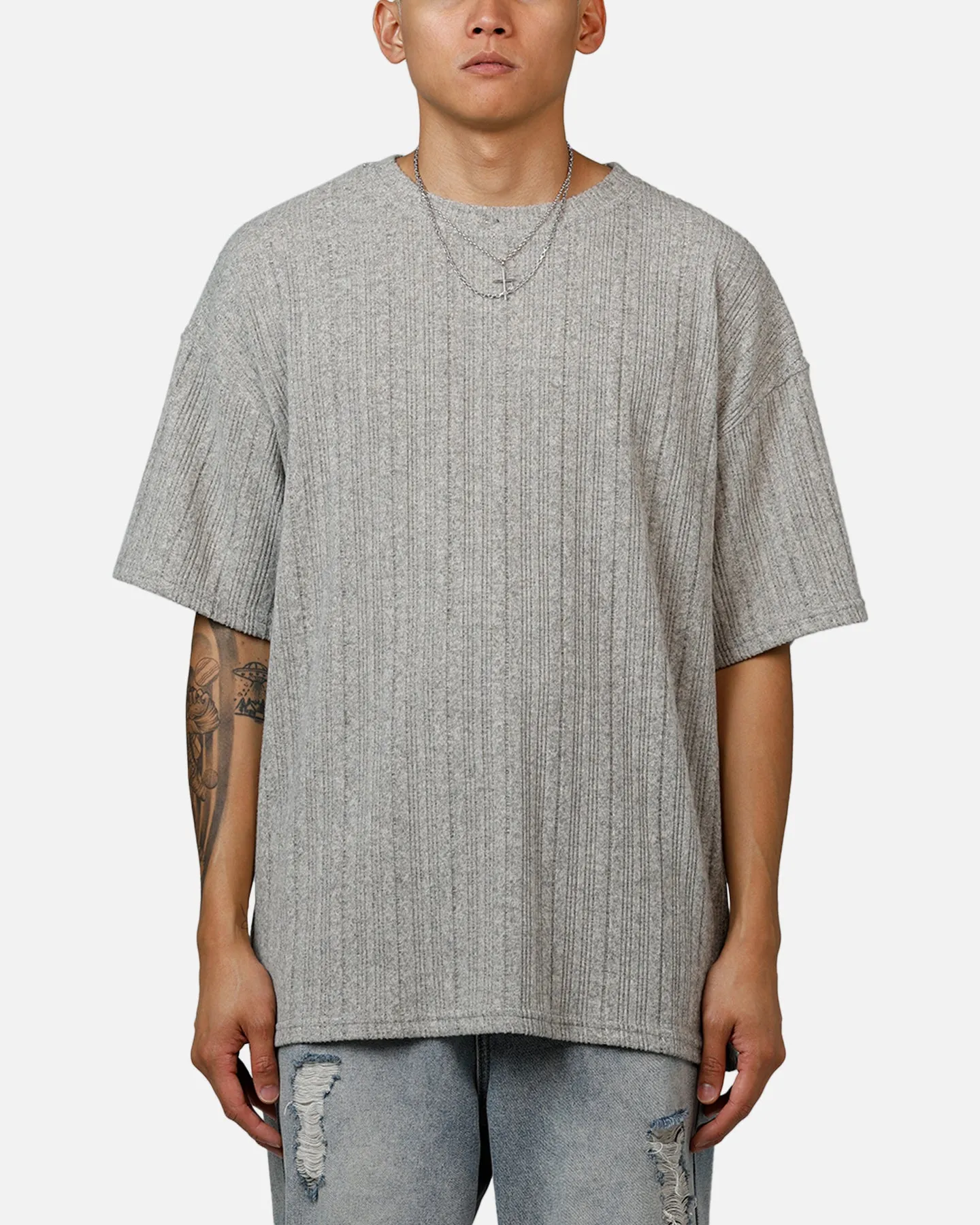 XXIII Rib Knit T-Shirt Grey Marle sold by Culture Kings
