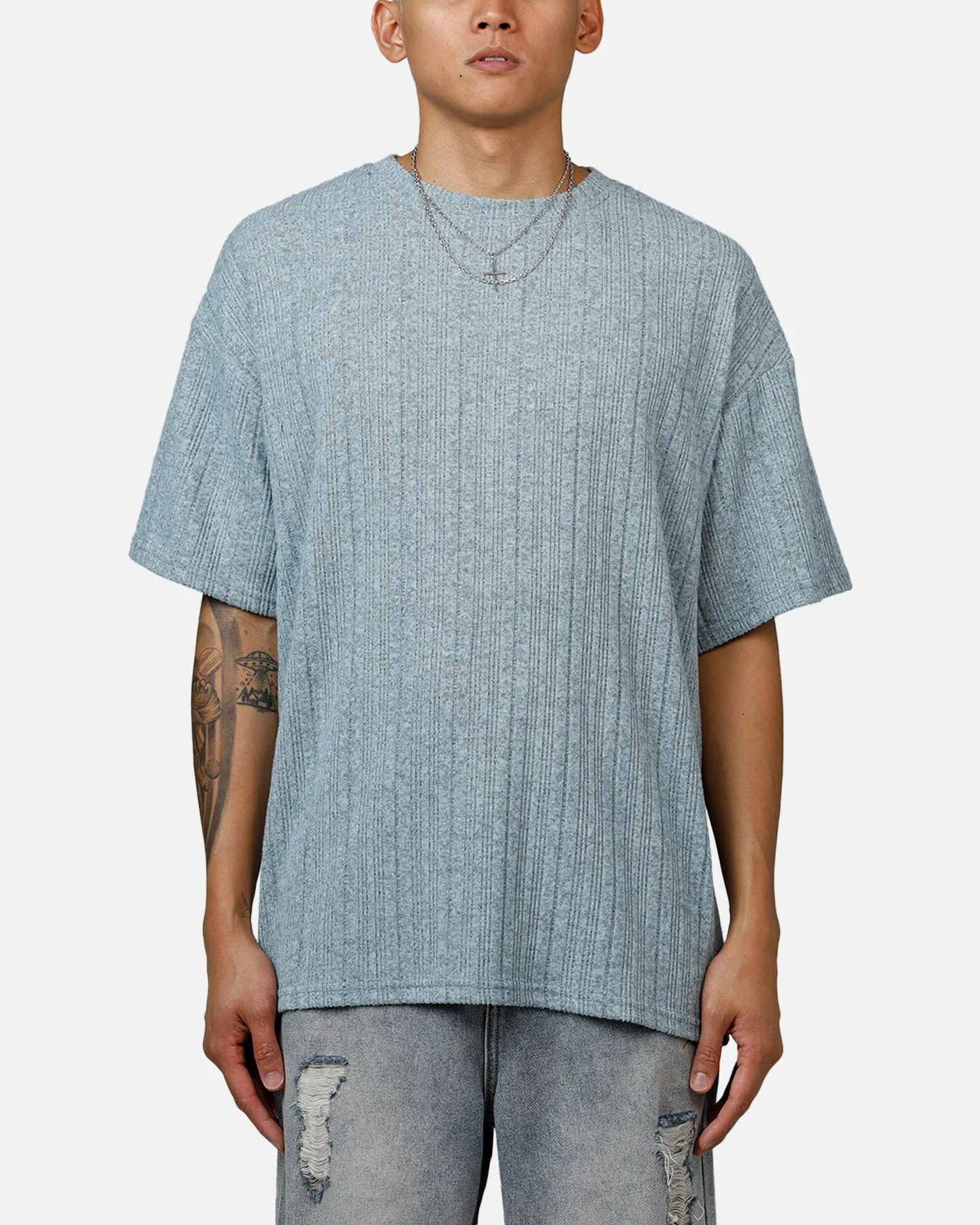 XXIII Rib Knit T-Shirt Blue Marle sold by Culture Kings