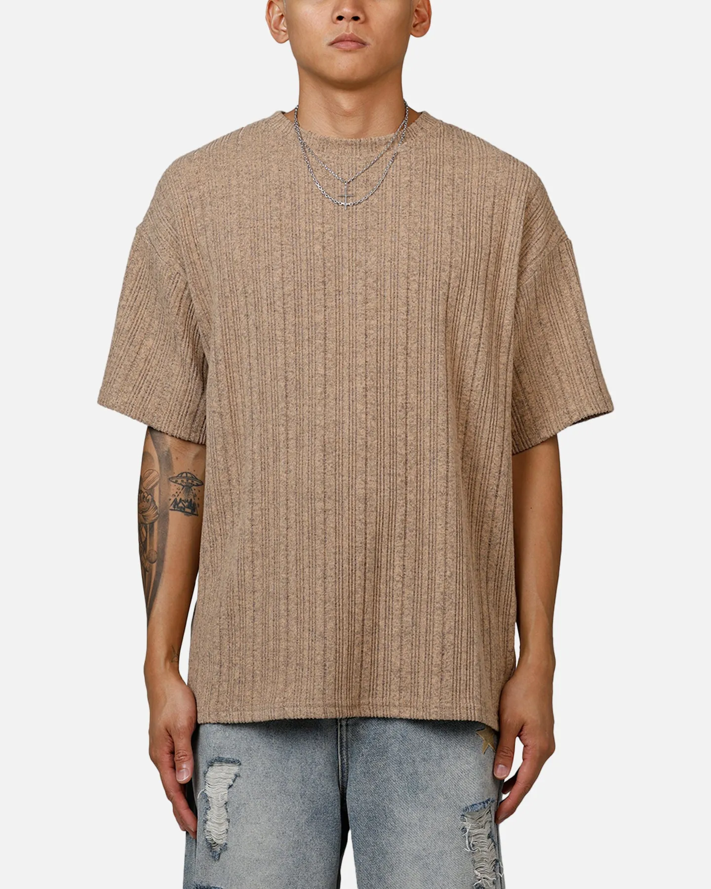 XXIII Rib Knit T-Shirt Tan Marle sold by Culture Kings