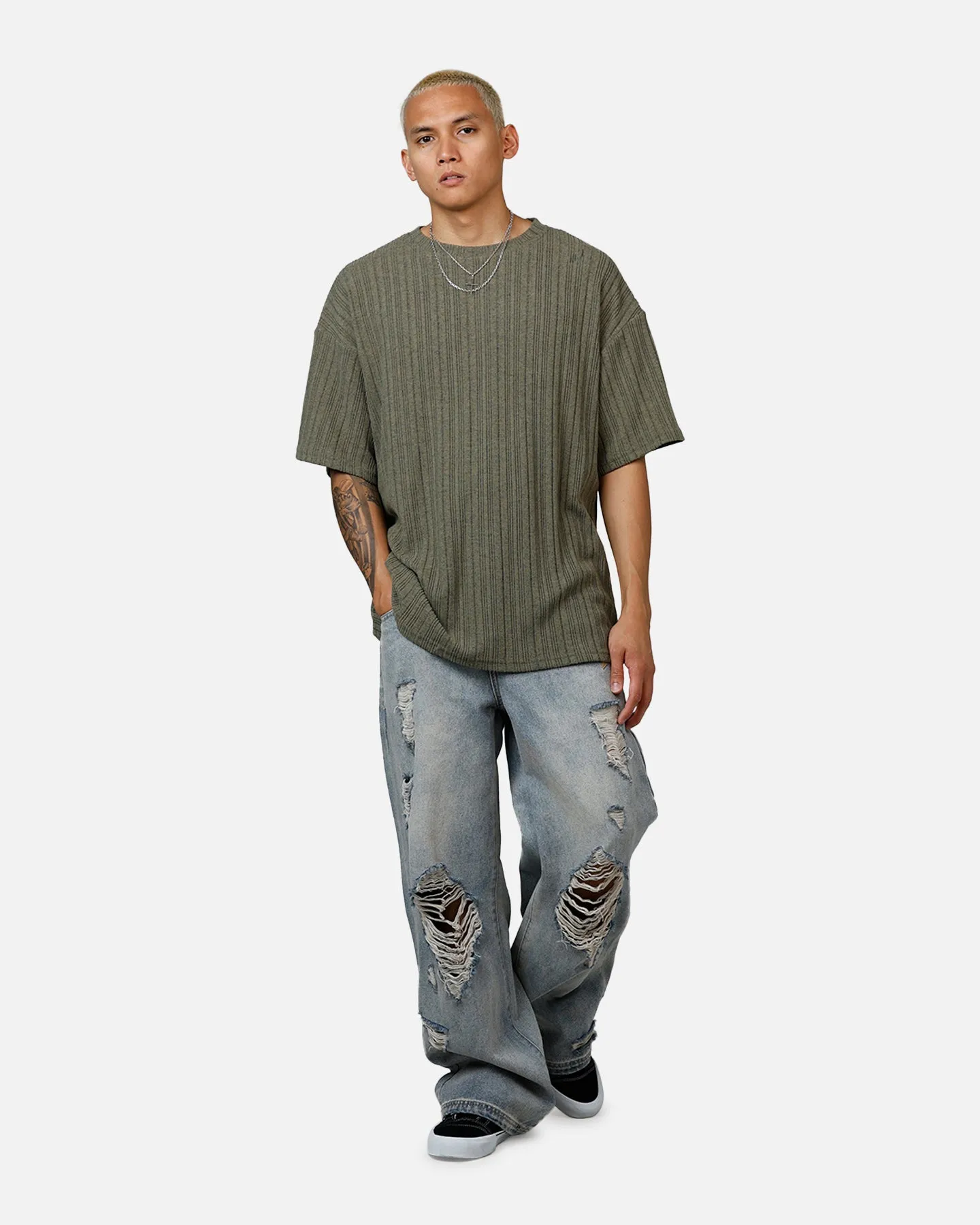 XXIII Rib Knit T-Shirt Olive Marle sold by Culture Kings product image thumbnail 3