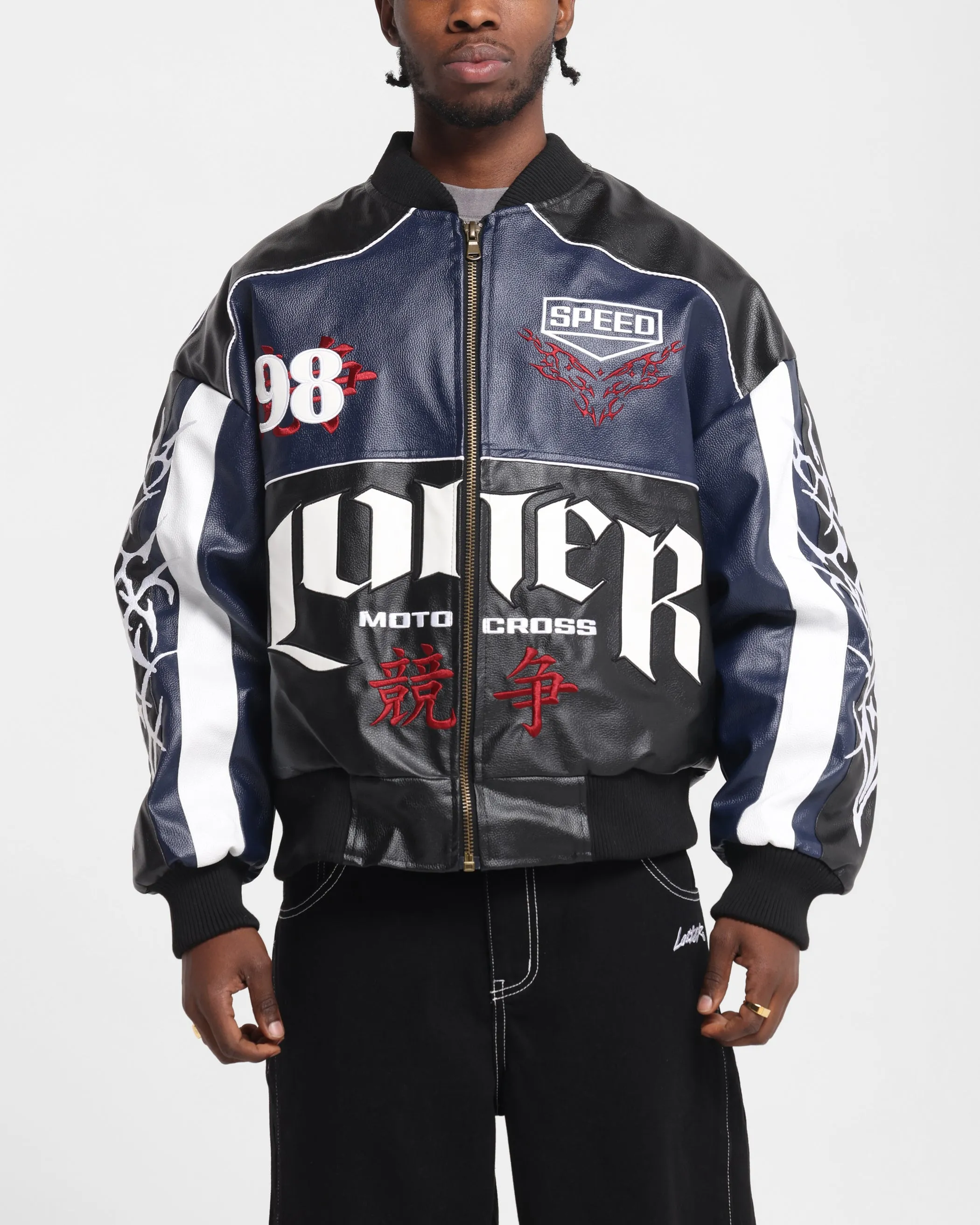 Loiter Tokyo Drift Vegan Leather Jacket Navy sold by Culture Kings