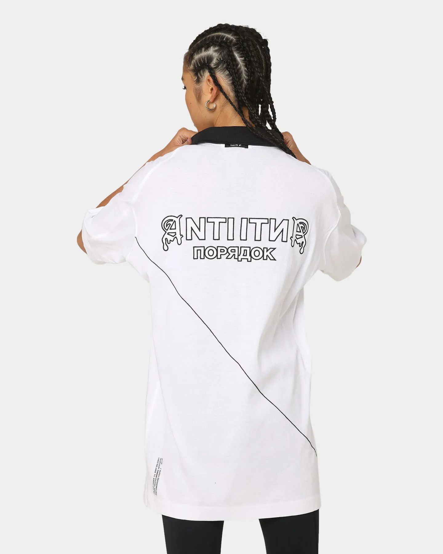 The Anti Order Military Oversized Polo Shirt White/Black sold by Culture Kings