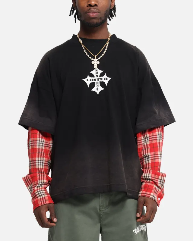 Loiter Layered Flannel T-Shirt Black/Red sold by Culture Kings