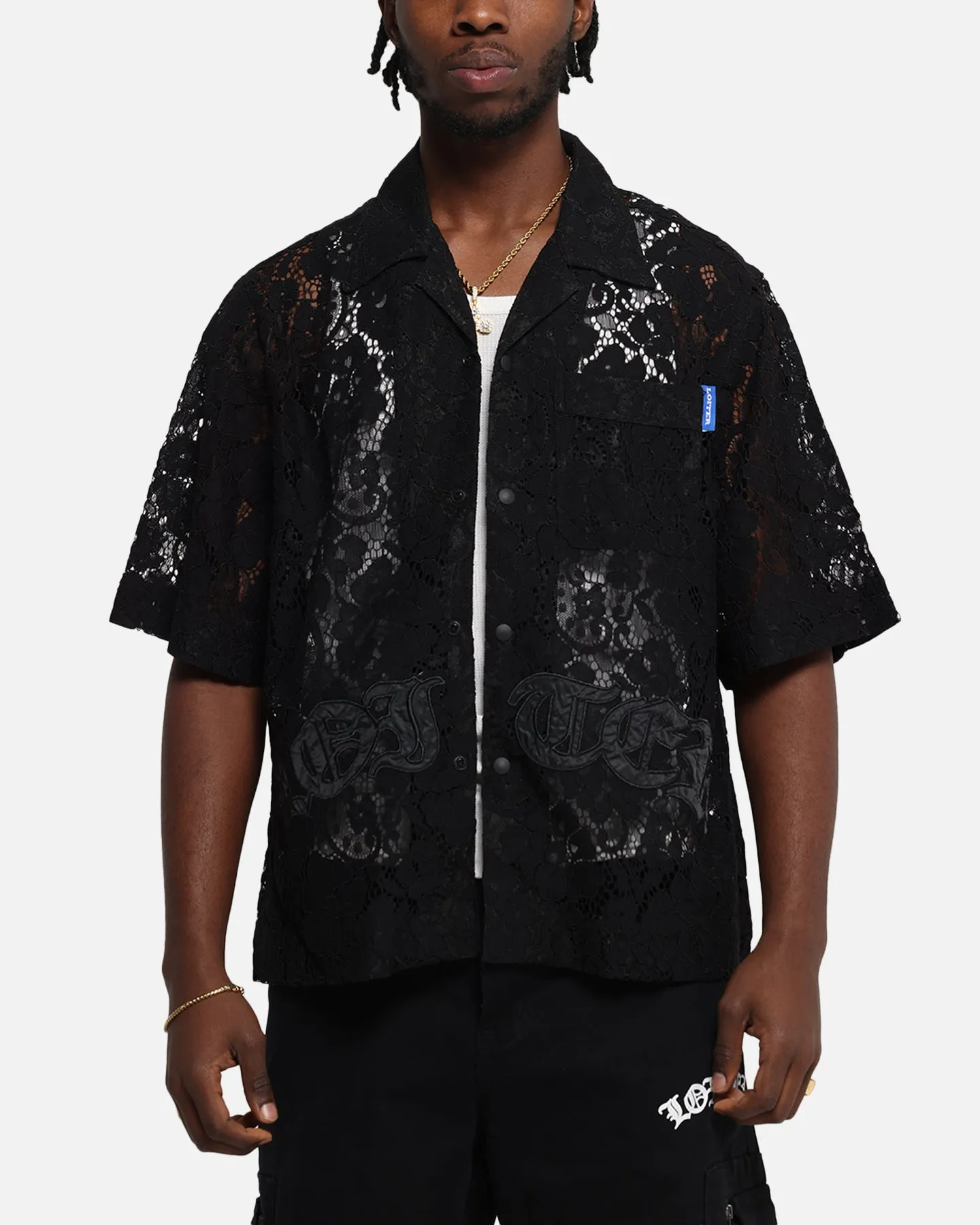 Loiter Lace Button Up Shirt Black sold by Culture Kings