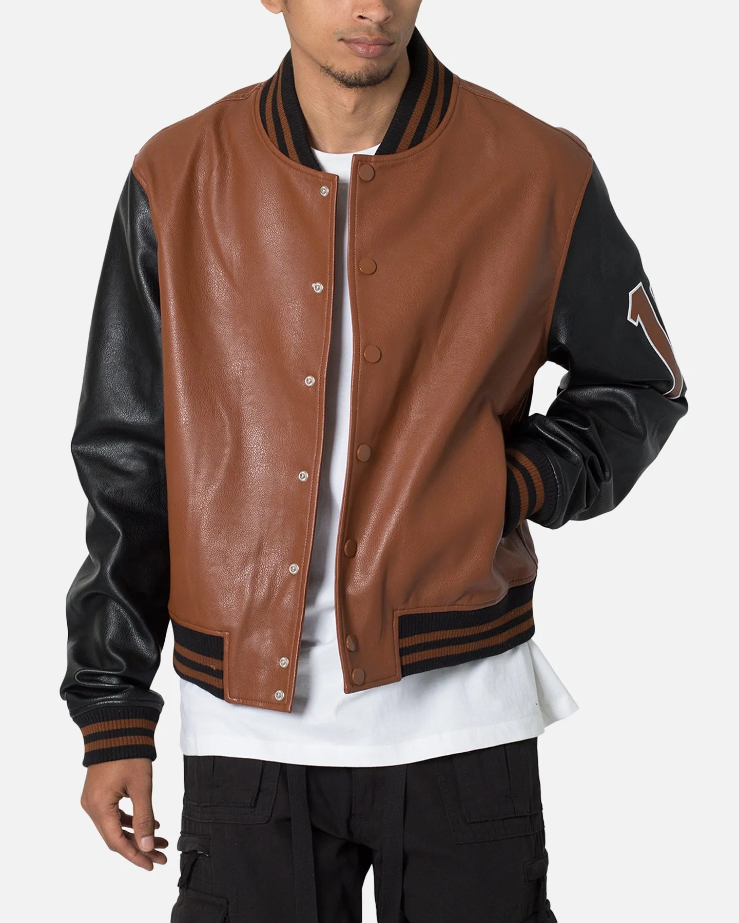 MNML PU Varsity Jacket Brown/Black sold by Culture Kings product image thumbnail 4