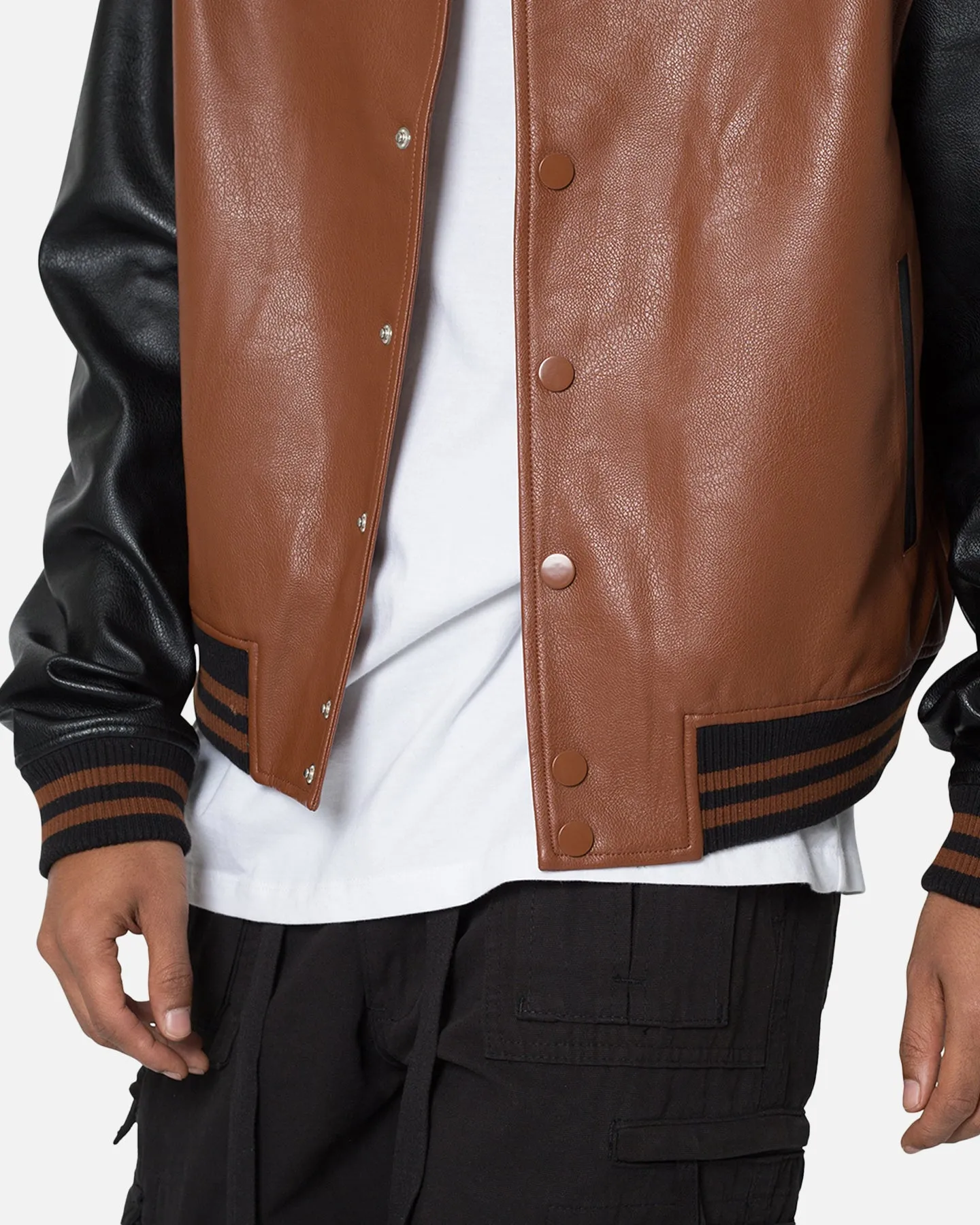 MNML PU Varsity Jacket Brown/Black sold by Culture Kings product image thumbnail 5