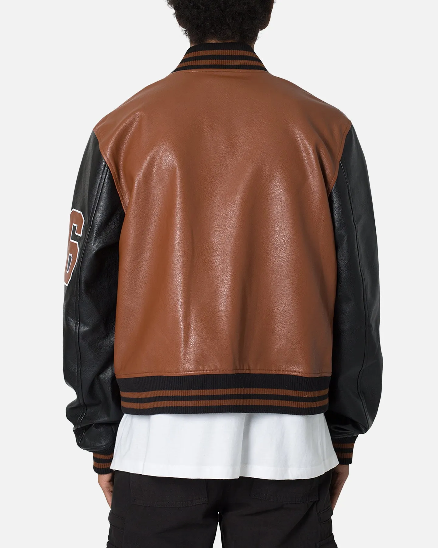 MNML PU Varsity Jacket Brown/Black sold by Culture Kings product image thumbnail 3
