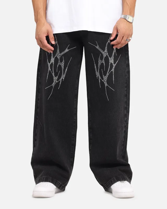 Saint Morta Amplus Tribal Rhinestone Jeans Black Shadow sold by Culture Kings