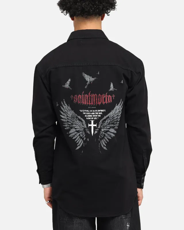 Saint Morta Amorafti Long Sleeve Denim Shirt Black Shadow sold by Culture Kings