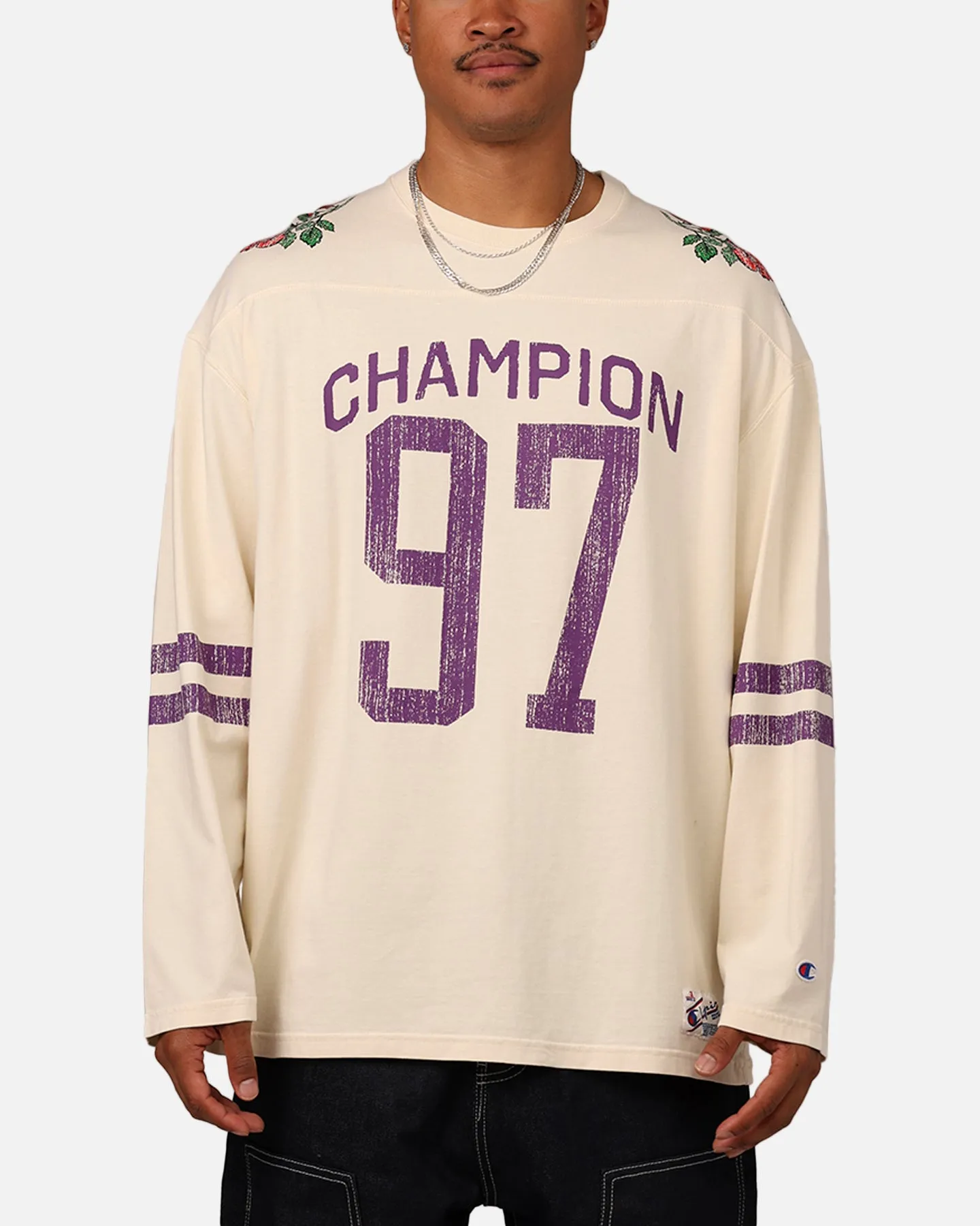 Champion 34 Half Time Long Sleeve Crewneck T-Shirt Natural sold by Culture Kings