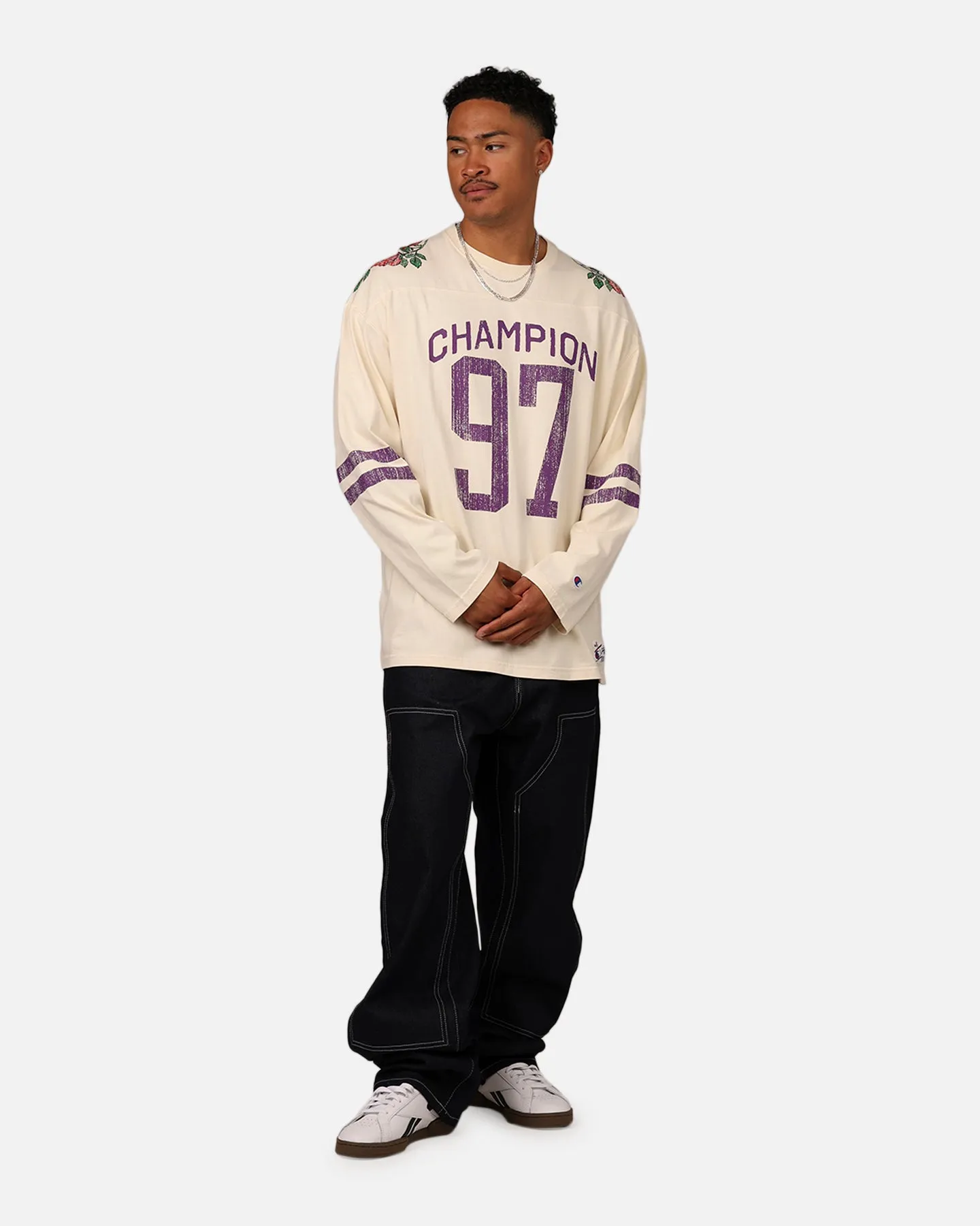 Champion 34 Half Time Long Sleeve Crewneck T-Shirt Natural sold by Culture Kings product image thumbnail 3