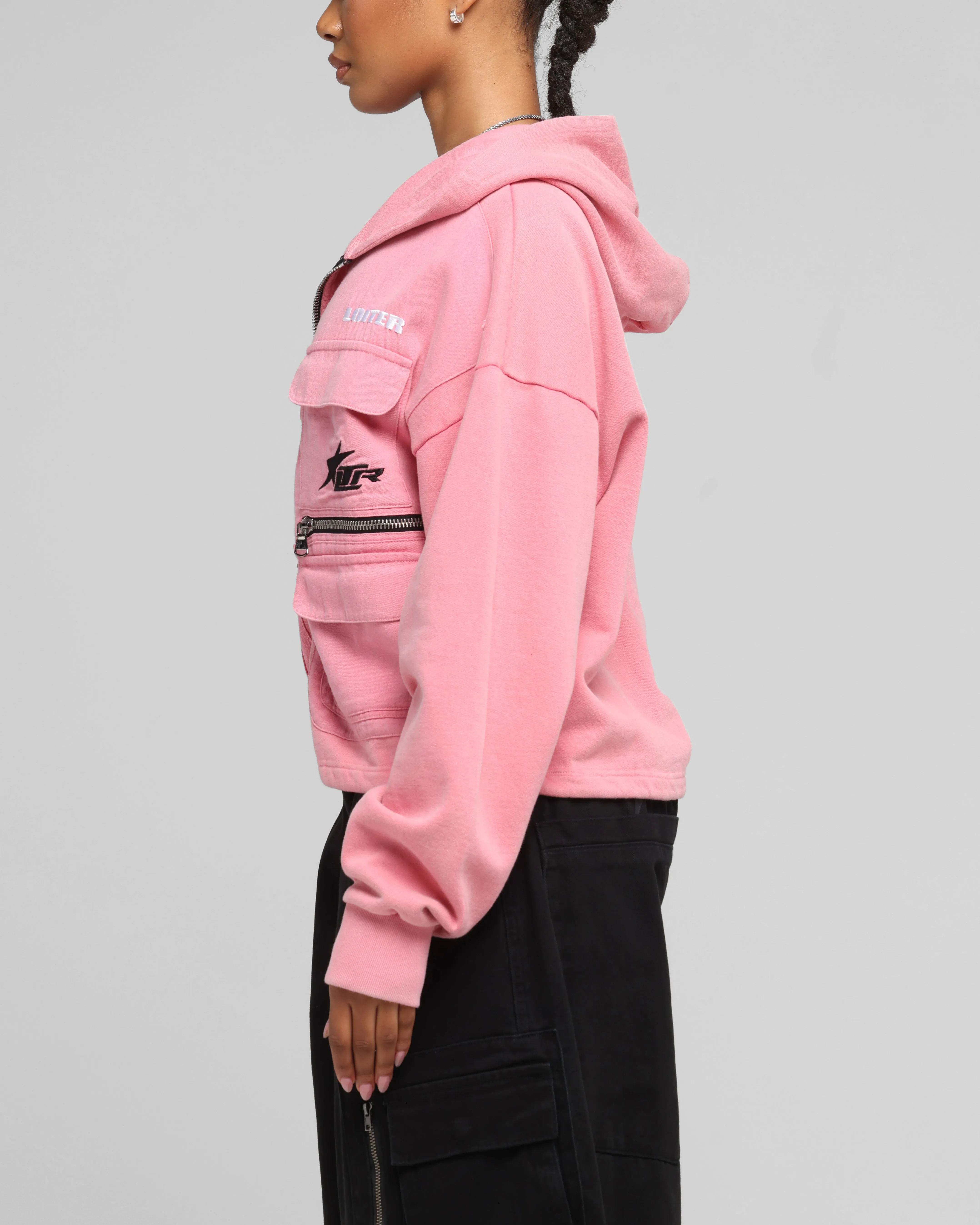 Loiter Women's Utility Cropped Hoodie Pink sold by Culture Kings product image thumbnail 4