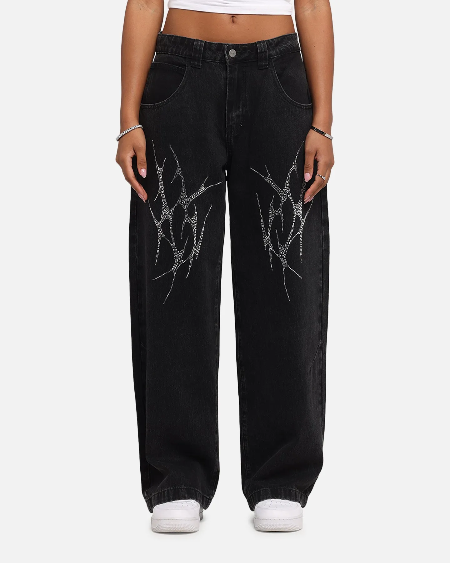 Saint Morta Amplus Tribal Rhinestone Jeans Black Shadow sold by Culture Kings