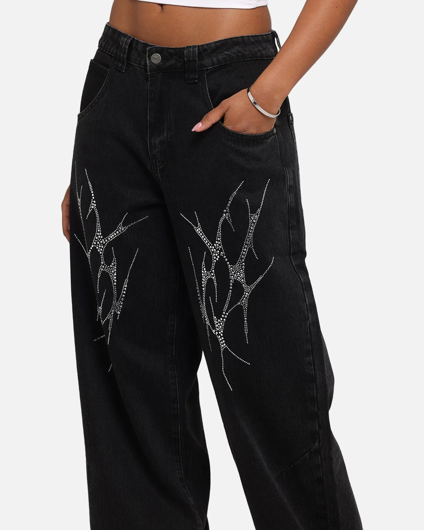 Saint Morta Amplus Tribal Rhinestone Jeans Black Shadow sold by Culture Kings product image thumbnail 3