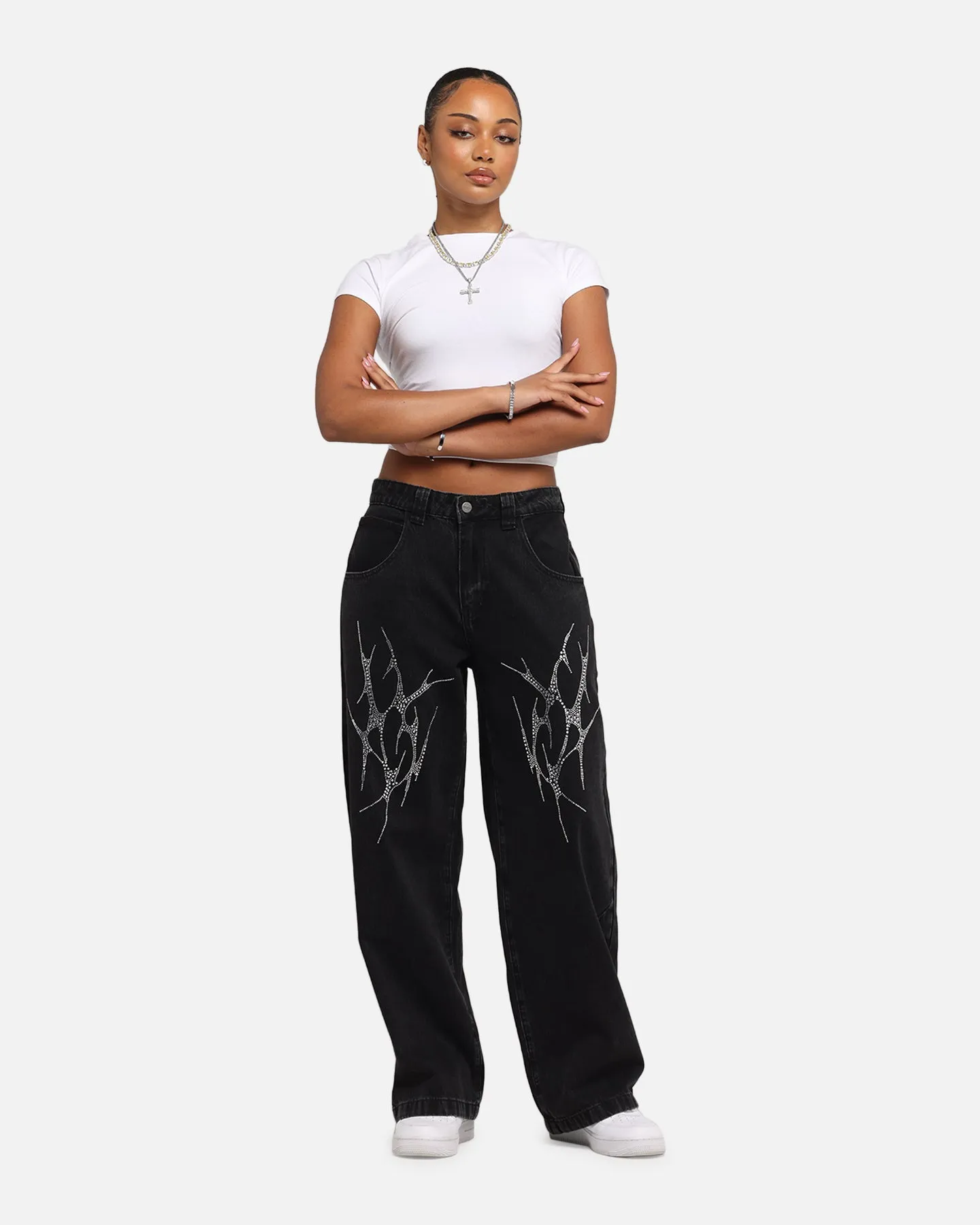 Saint Morta Amplus Tribal Rhinestone Jeans Black Shadow sold by Culture Kings product image thumbnail 2