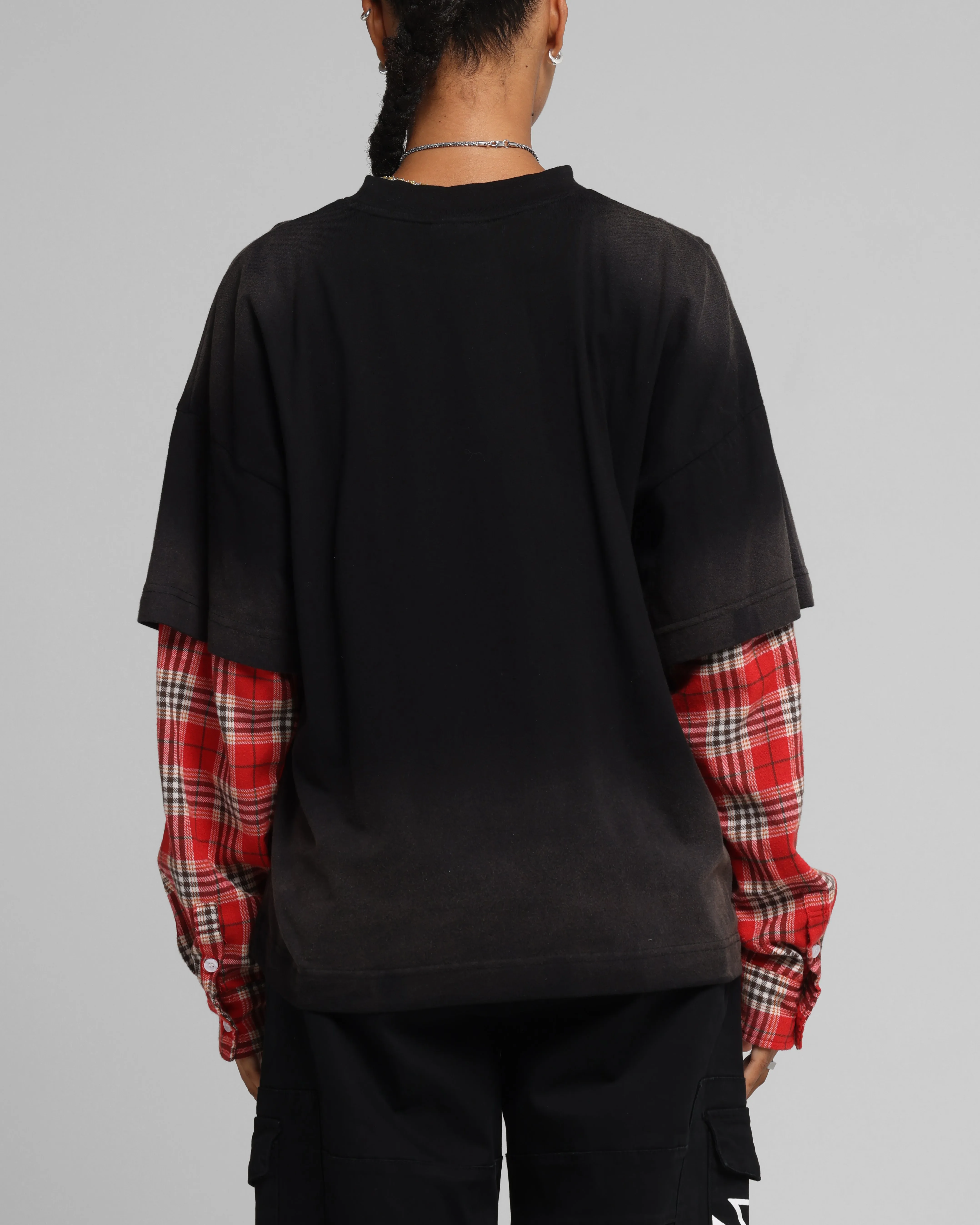 Loiter Layered Flannel T-Shirt Black/Red sold by Culture Kings product image thumbnail 2
