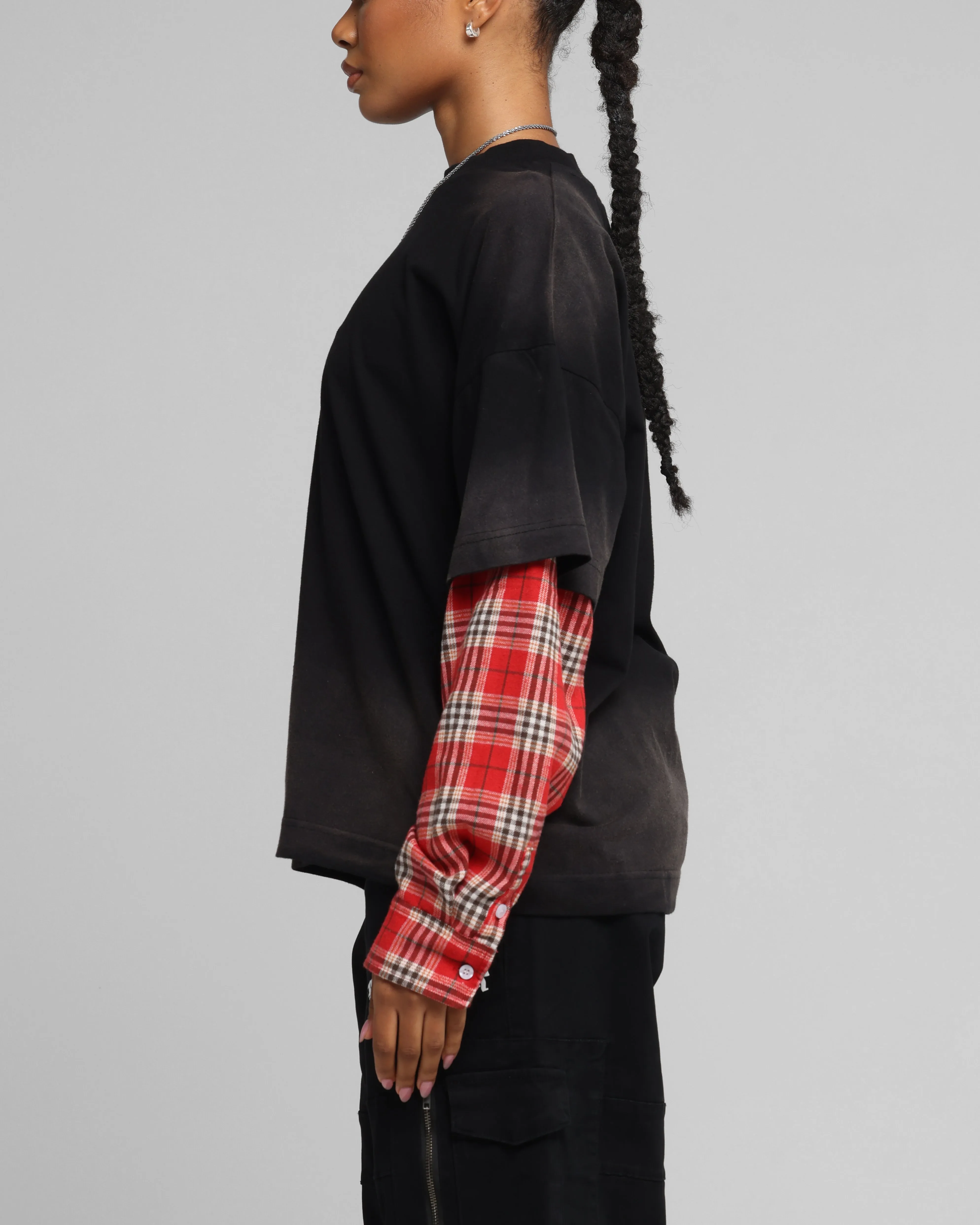 Loiter Layered Flannel T-Shirt Black/Red sold by Culture Kings product image thumbnail 4
