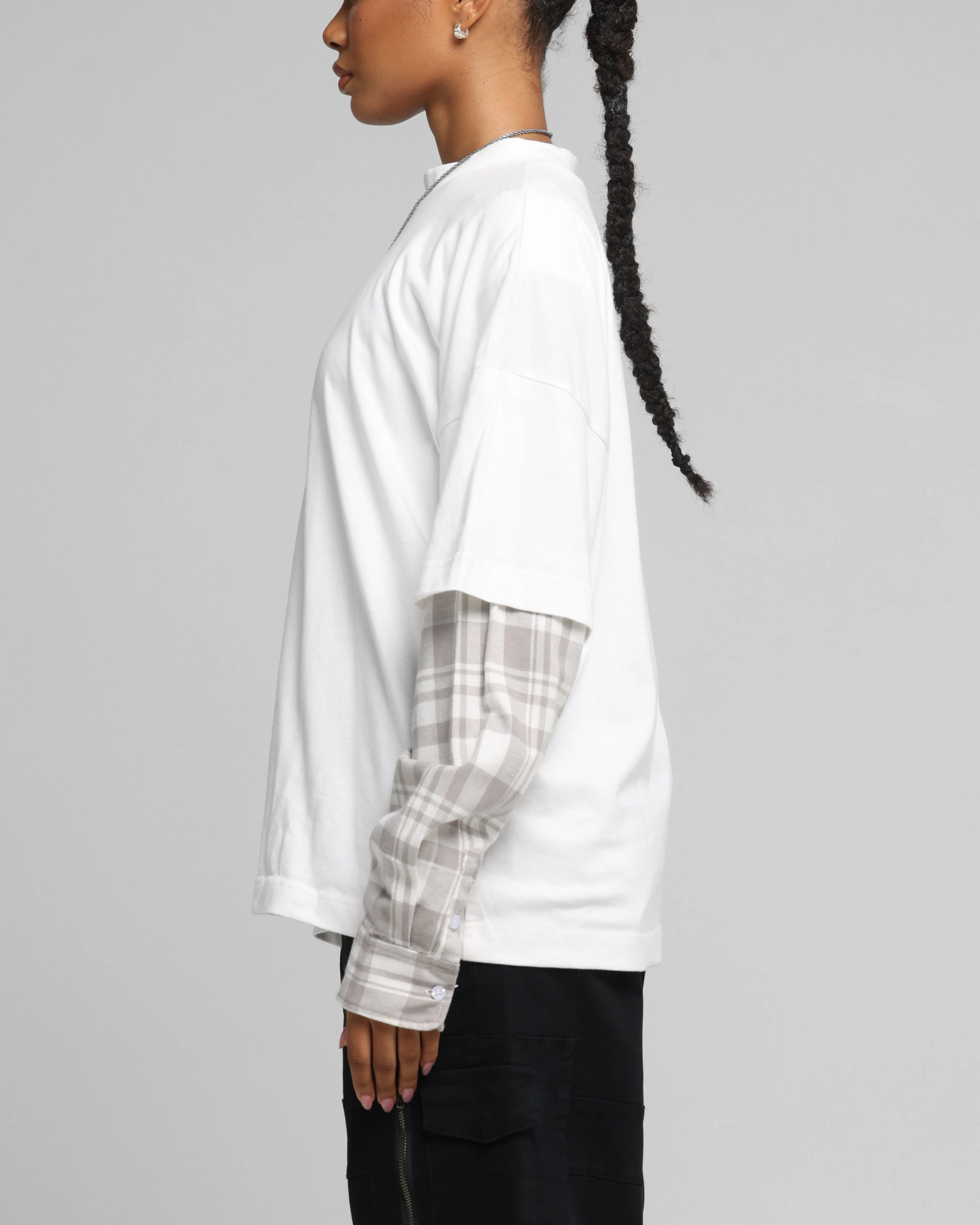 Loiter Layered Flannel T-Shirt Cream sold by Culture Kings product image thumbnail 4