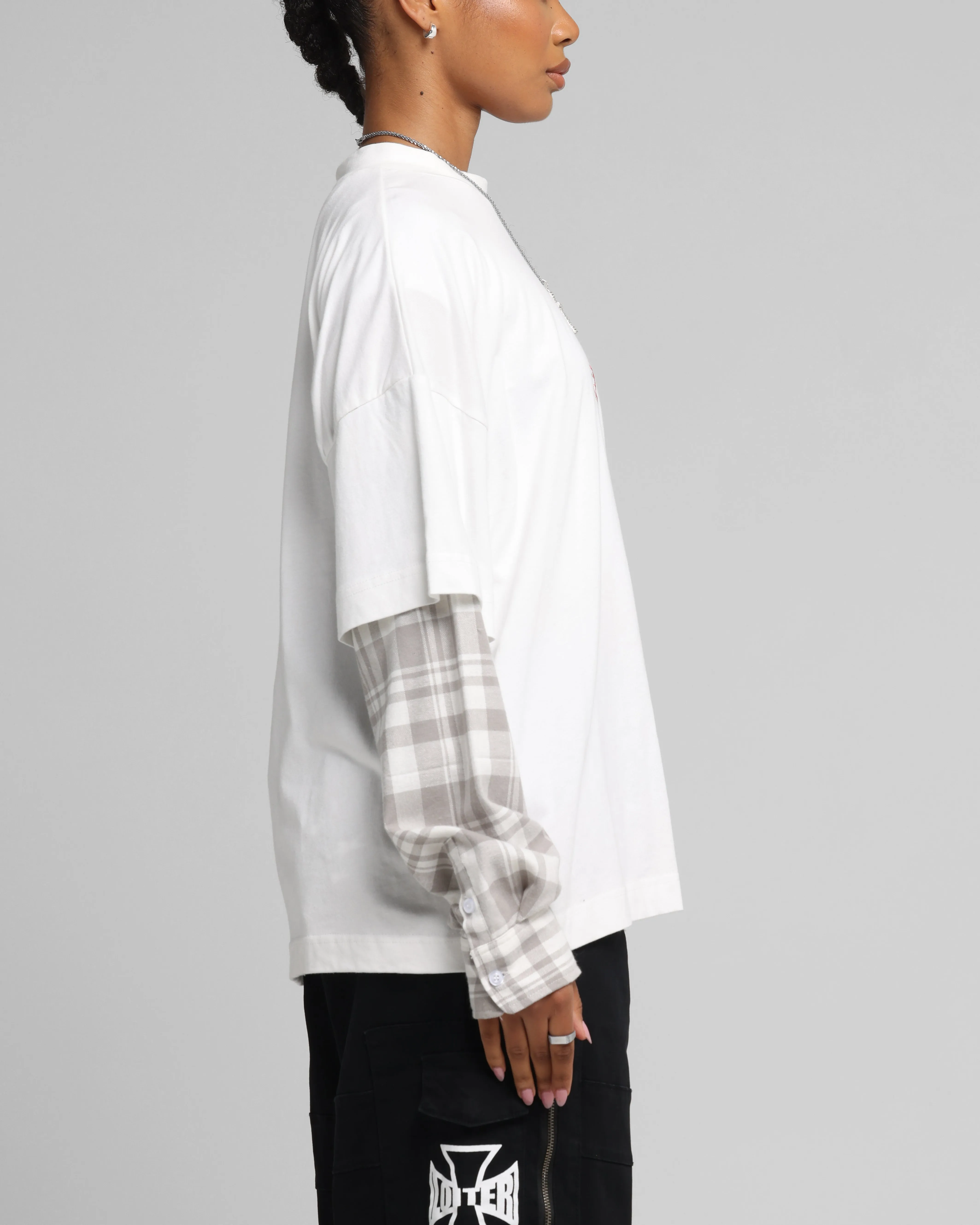 Loiter Layered Flannel T-Shirt Cream sold by Culture Kings product image thumbnail 3