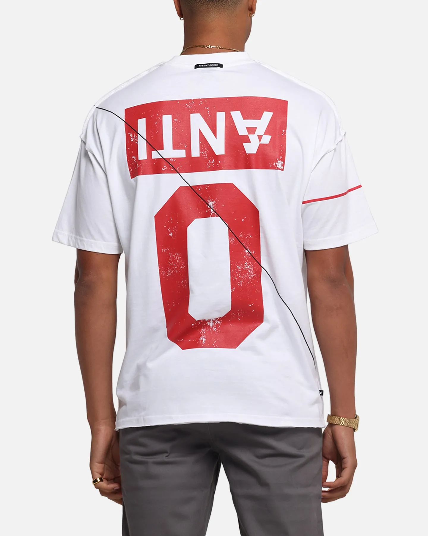 The Anti Order Azero Non Seam Oversized T-Shirt White/Red sold by Culture Kings