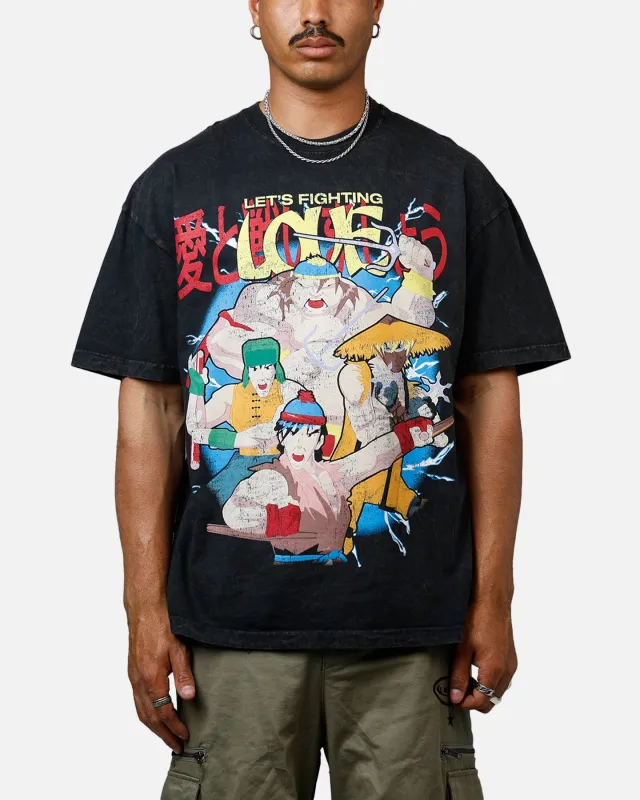 73 Studio x South Park Lets Fighting Love Heavyweight T-Shirt Black Acidwash sold by Culture Kings