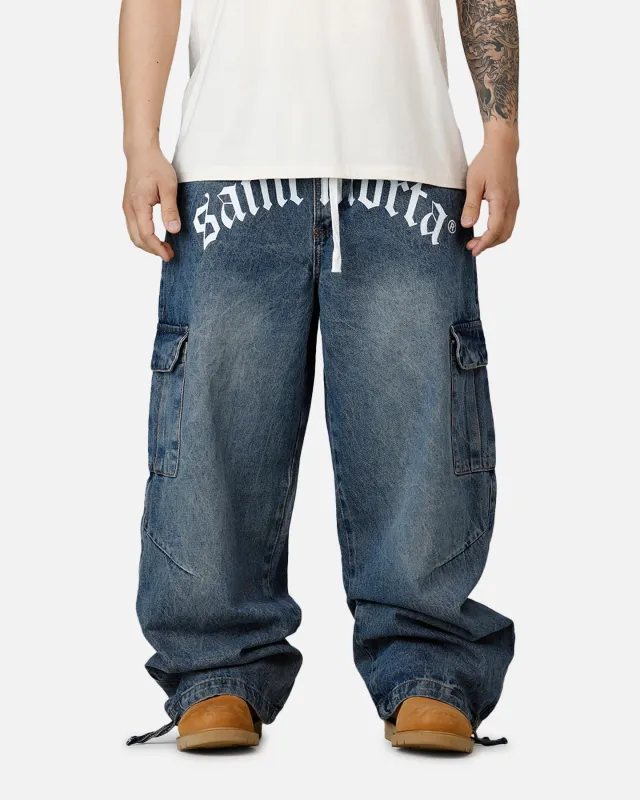 Saint Morta Gothic Denim Cargo Pants Dirty Denim sold by Culture Kings