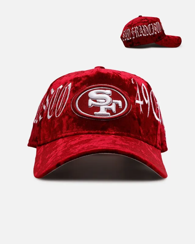 New Era San Francisco 49ers 'Crushed Velvet Dreams' 9FORTY A-Frame Snapback Maroon sold by Culture Kings