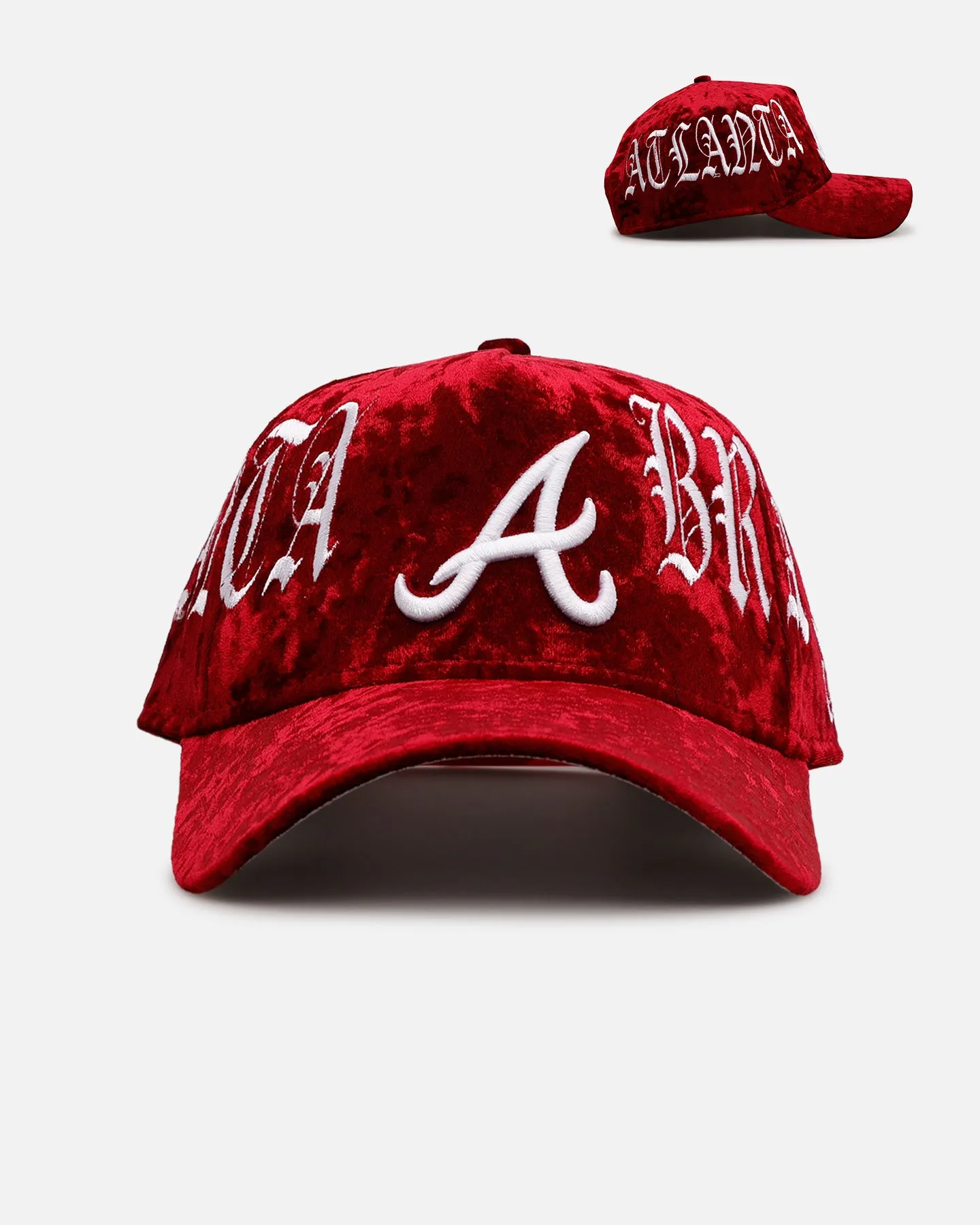 New Era Atlanta Braves 'Crushed Velvet Dreams' 9FORTY A-Frame Snapback Maroon sold by Culture Kings