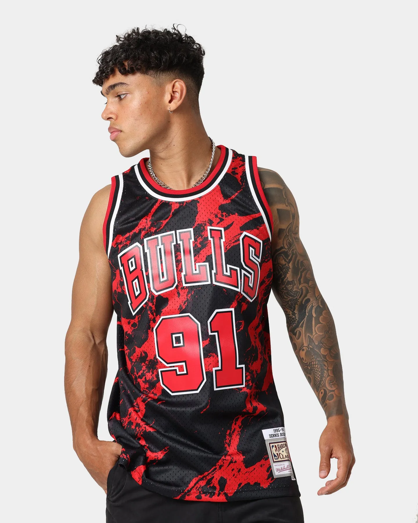 Mitchell & Ness Chicago Bulls Dennis Rodman #91 '95-'96 Marble Swingman Jersey Red sold by Culture Kings