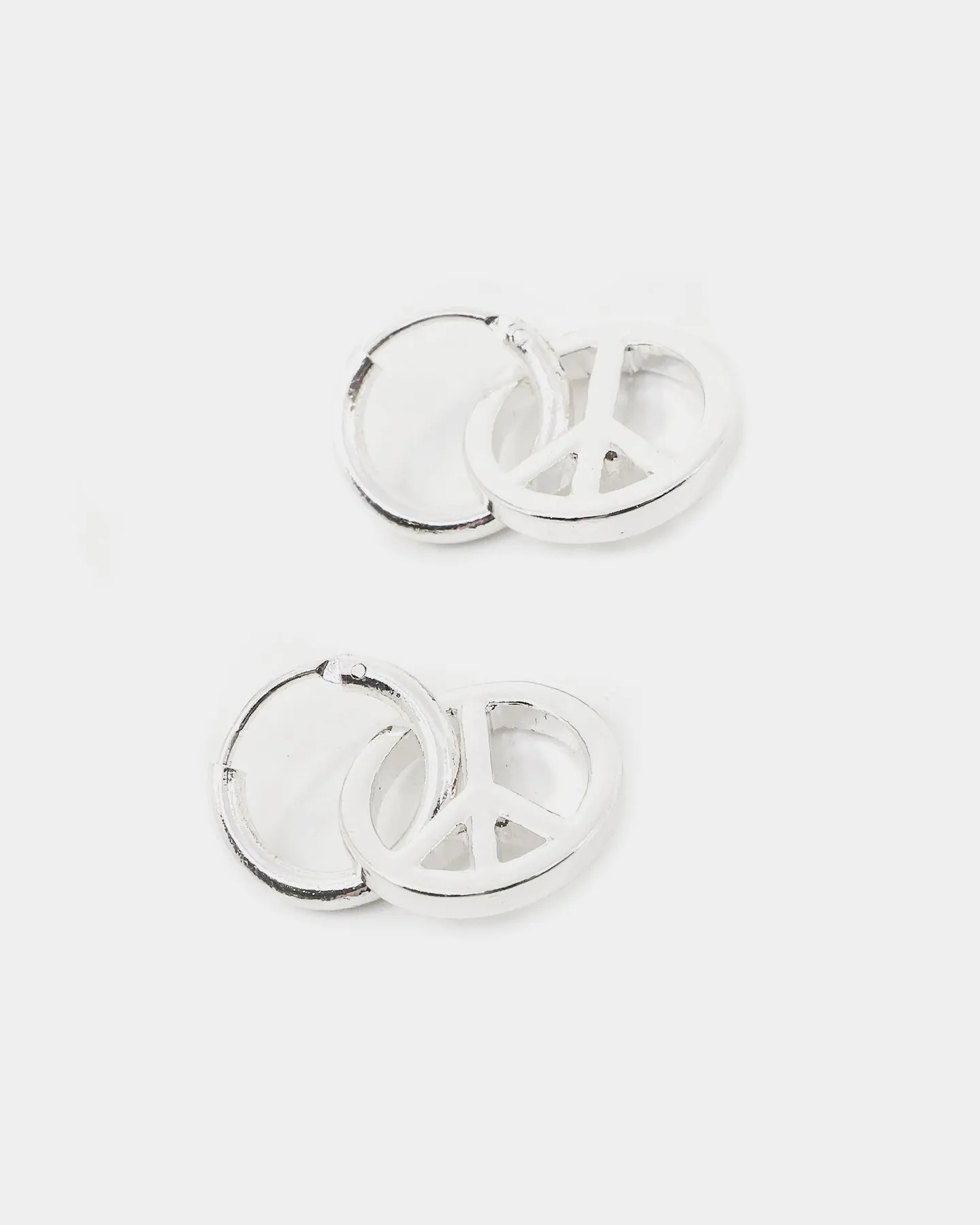 Wild For The Weekend Peace Drop Hoop Earrings Silver sold by Culture Kings product image thumbnail 5