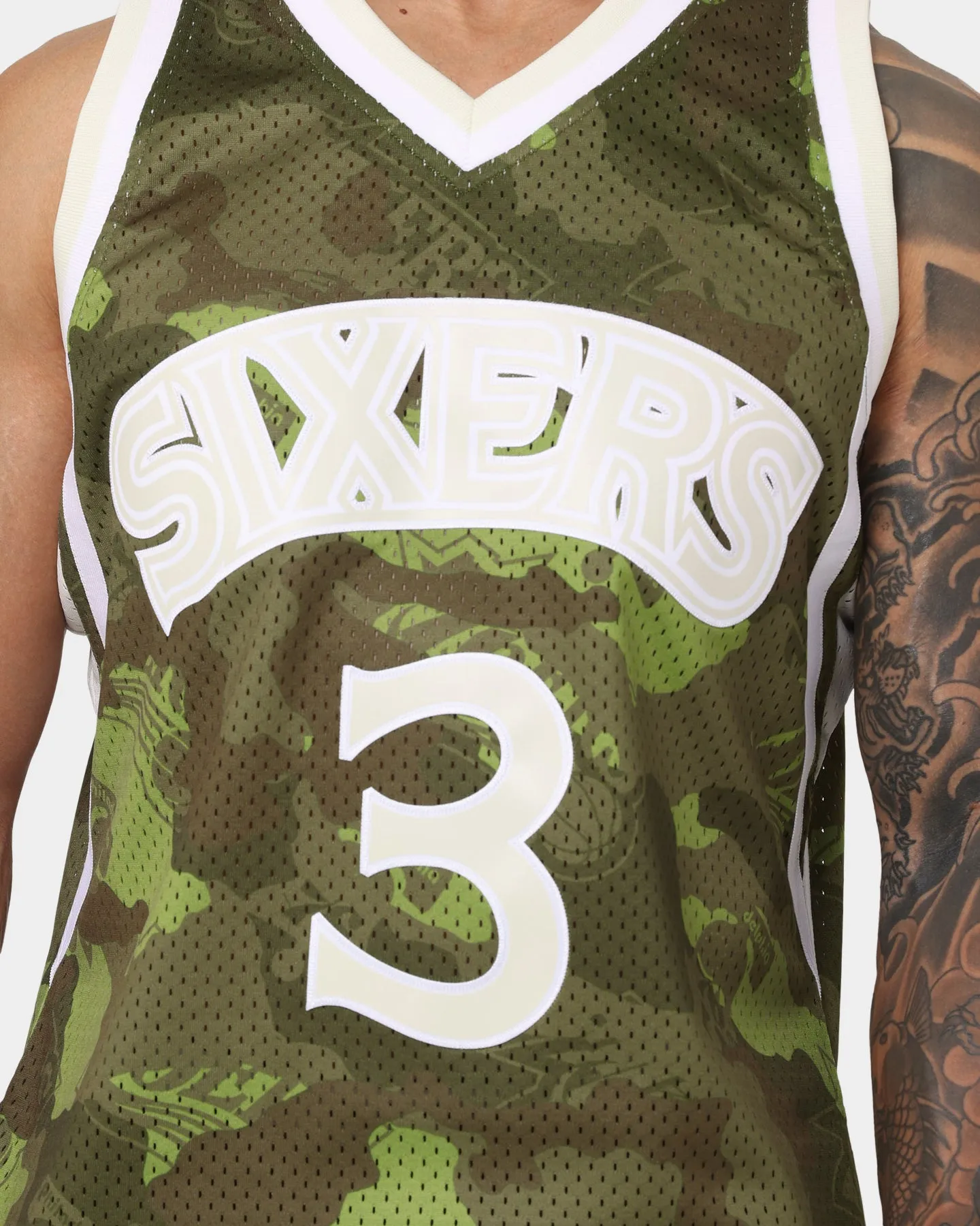Mitchell & Ness Allen Iverson Philadelphia Sixers '96-'97 Camo Swingman Jersey Green Camo sold by Culture Kings product image thumbnail 4