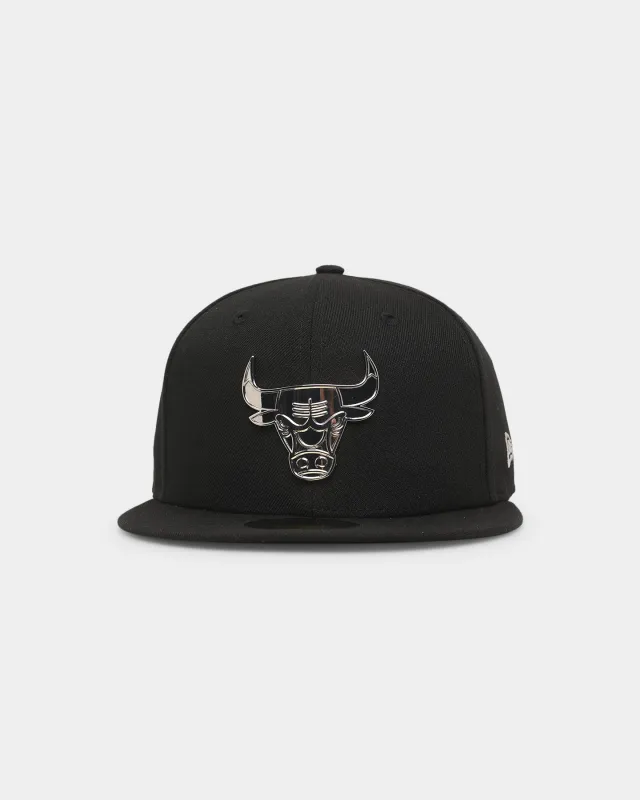 New Era Chicago Bulls 'Metal Badge' 59FIFTY Fitted Black/Silver sold by Culture Kings
